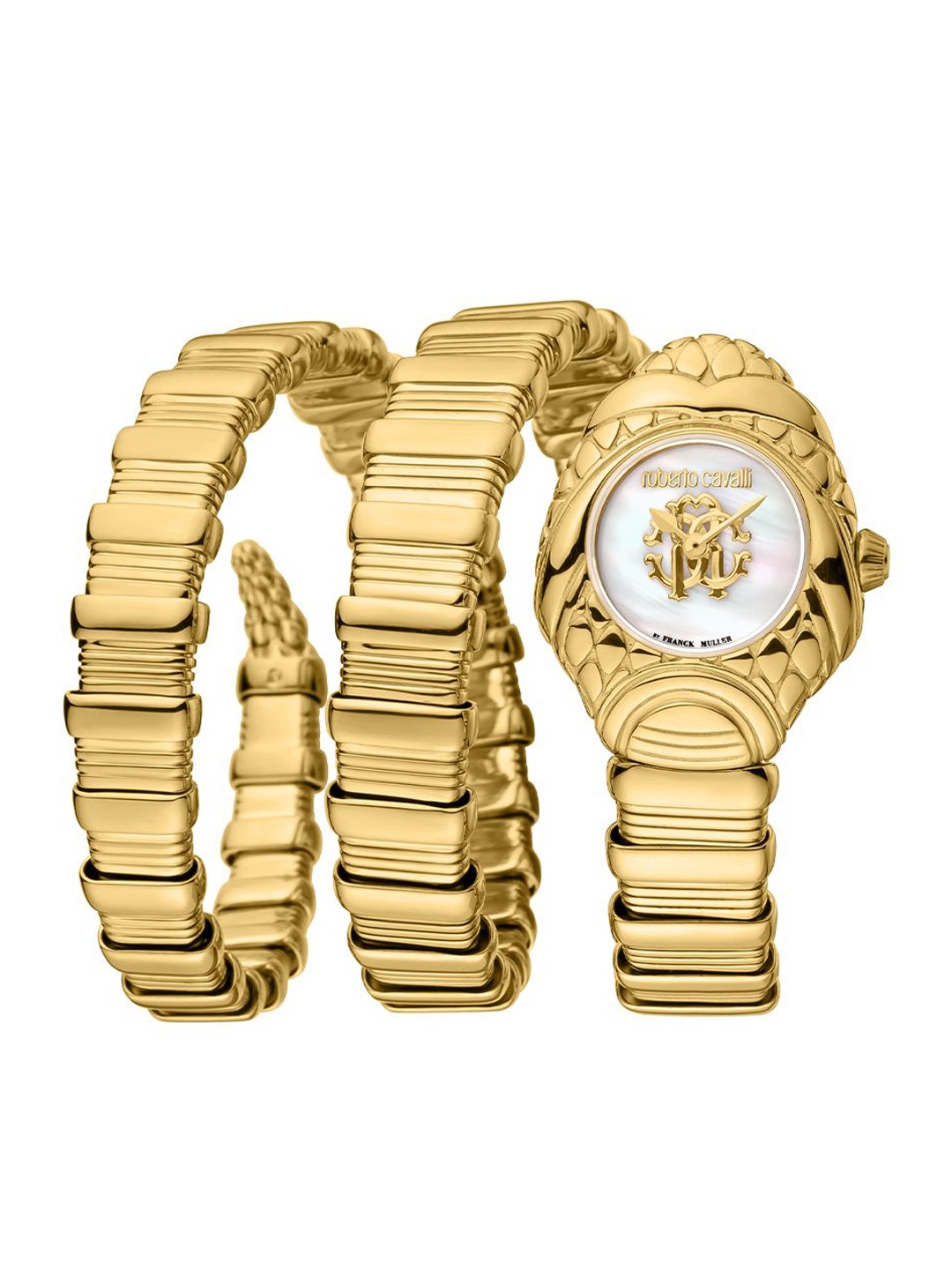 

Roberto Cavalli by Franck Muller Women Patterned Dial & Stainless Steel Wrap Around Straps Analogue Watch, Gold