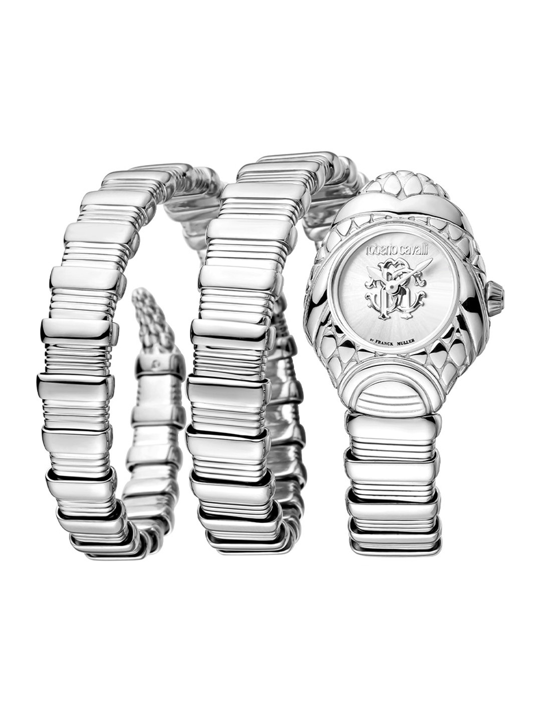 

Roberto Cavalli by Franck Muller Women Dial & Stainless Steel Bracelet Style Straps Analogue Automatic Watch, Silver