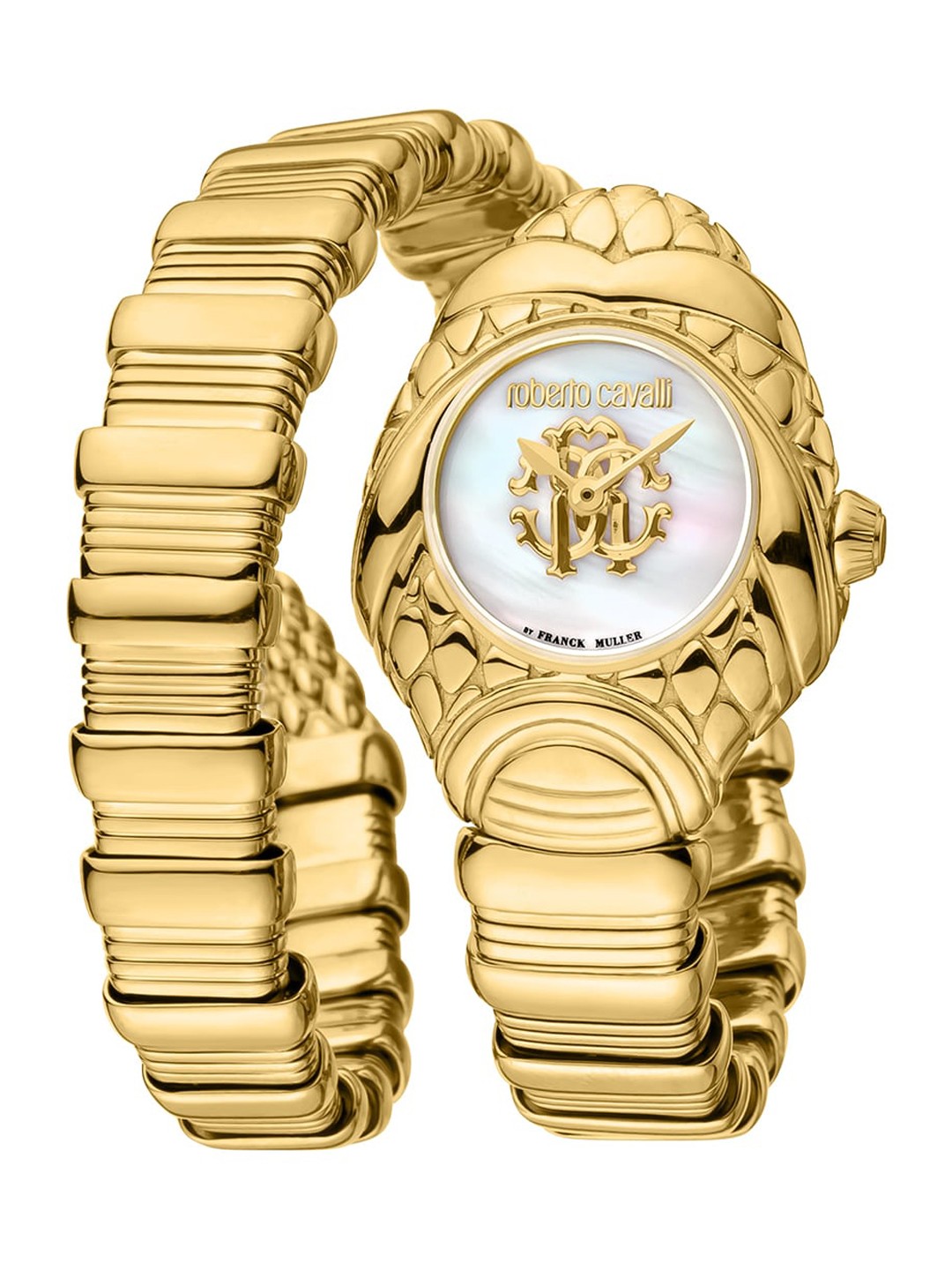 

Roberto Cavalli by Franck Muller Women Embellished Dial & Stainless Steel Wrap Around Straps Analogue Watch, Gold