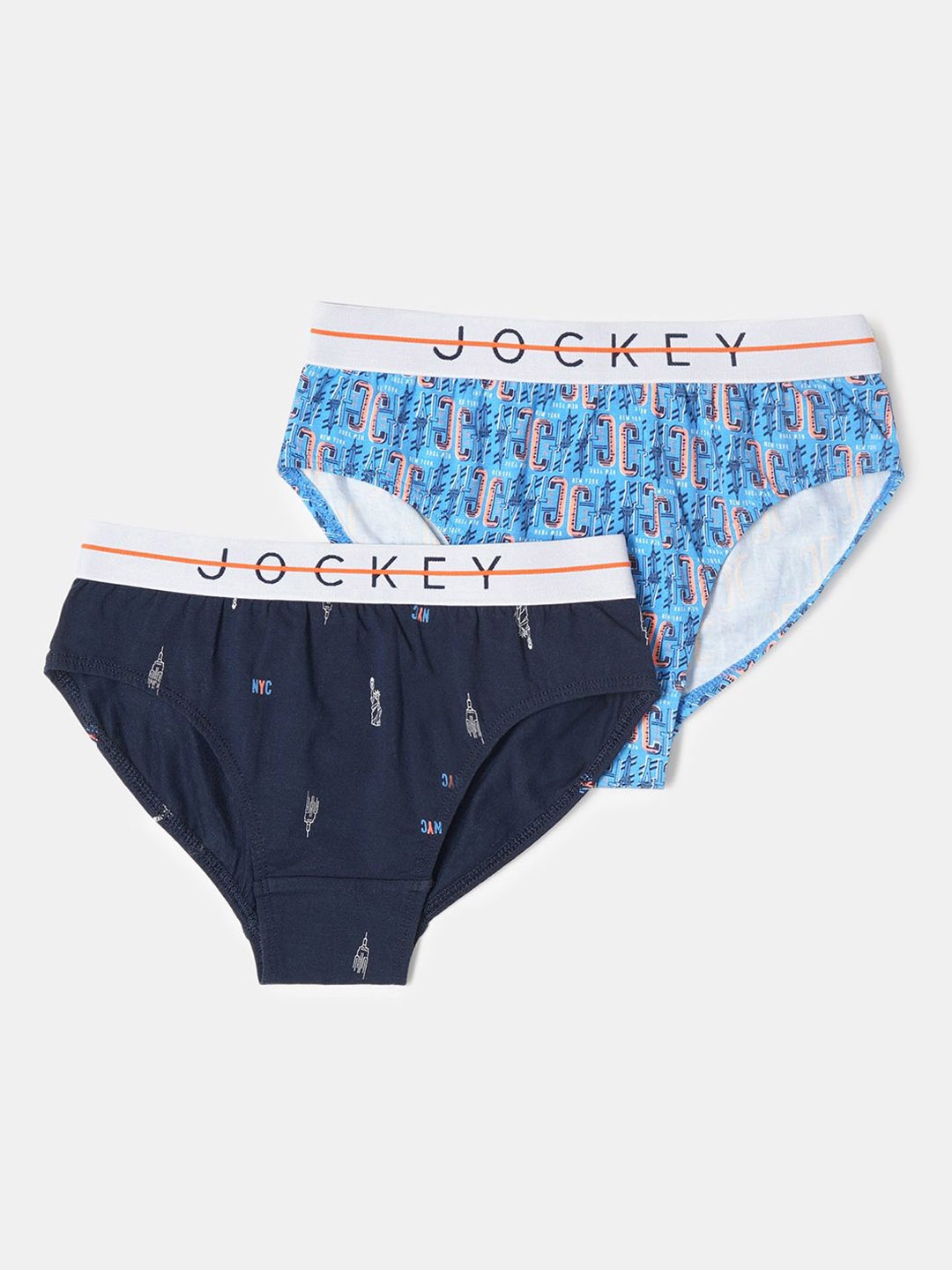 

Jockey Boys Pack of 2 Super Combed Cotton Printed Brief with Ultrasoft Waistband-NB01, Navy blue