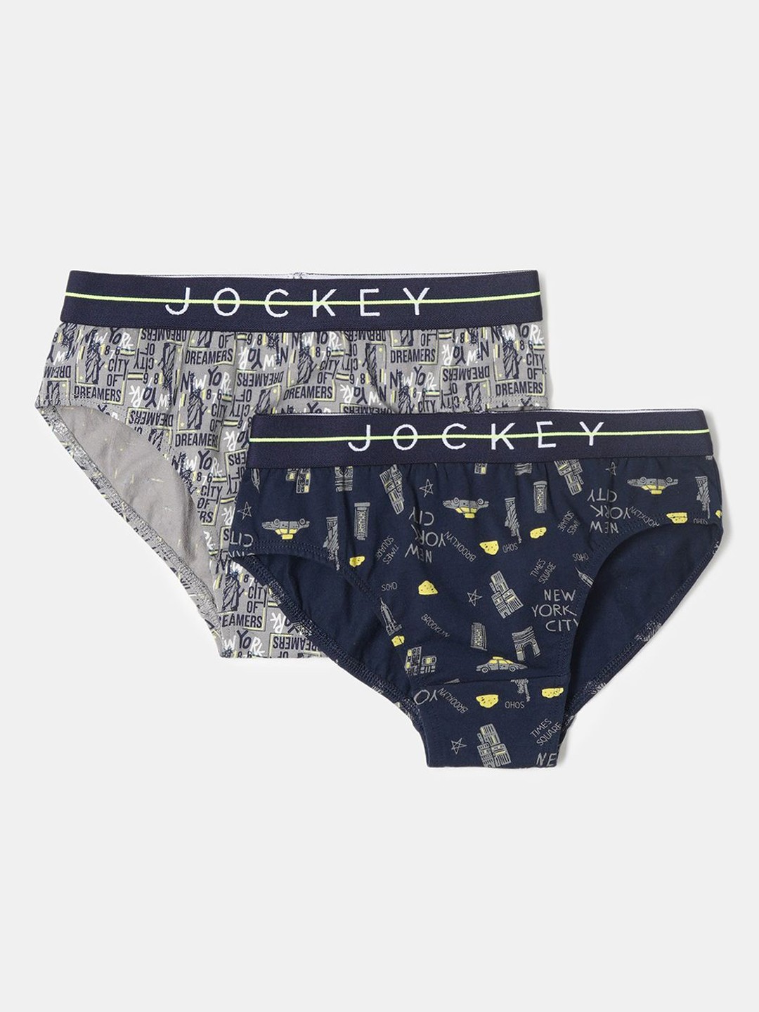 

Jockey Boys Pack of 2 Super Combed Cotton Printed Brief with Ultrasoft Waistband-NB01, Navy blue