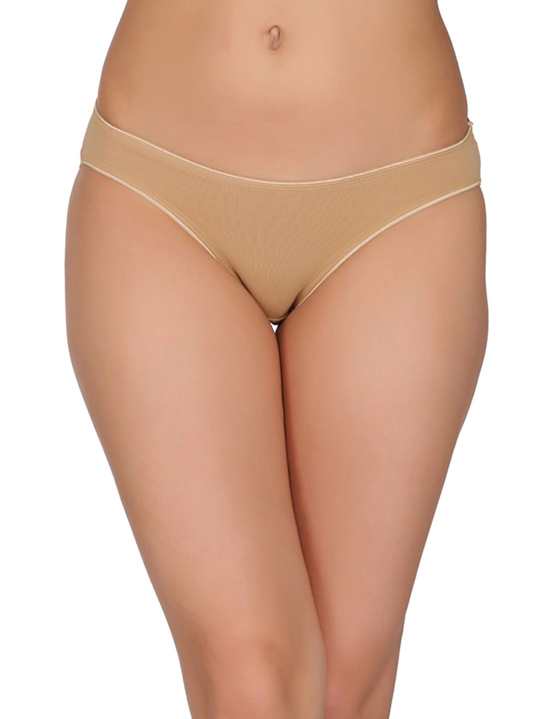 

Clovia Cotton Low Waist Outer Elastic Bikini Briefs, Beige