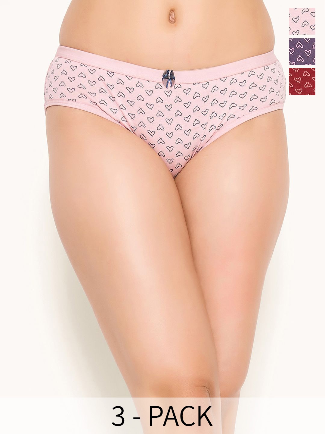 

Clovia Pack Of 3 Printed Cotton Bikini Briefs, Maroon