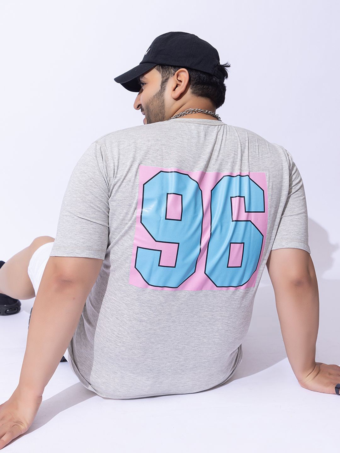 

ARMISTO Plus Size Typography Printed Pure Cotton Oversized T-shirt, Grey