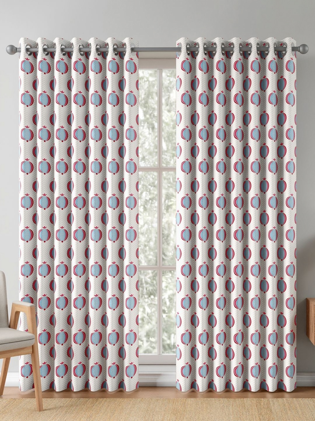 

India Circus by Krsnaa Mehta Blue & Pink 2 Pieces Ethnic Motifs Eyelet Window Curtains