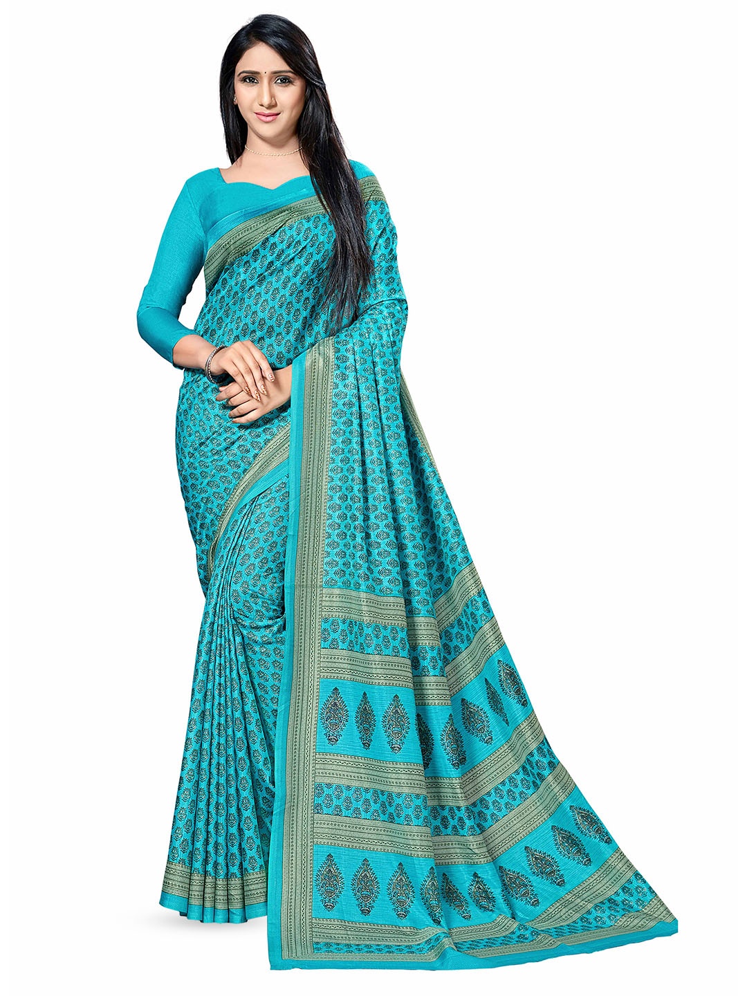 

MIRAAN Ethnic Motifs Printed Saree, Blue