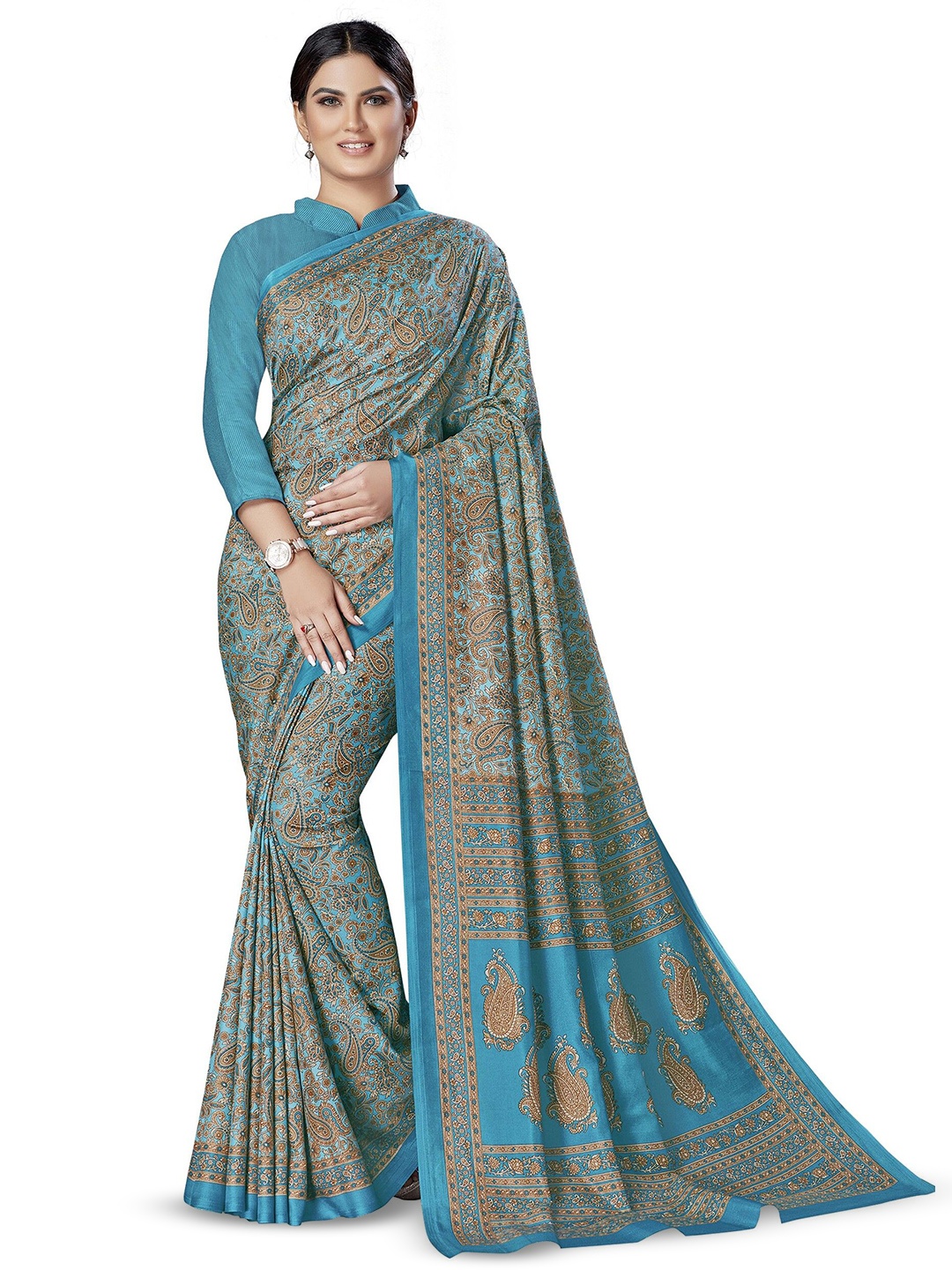 

MIRAAN Paisley Printed Saree, Blue