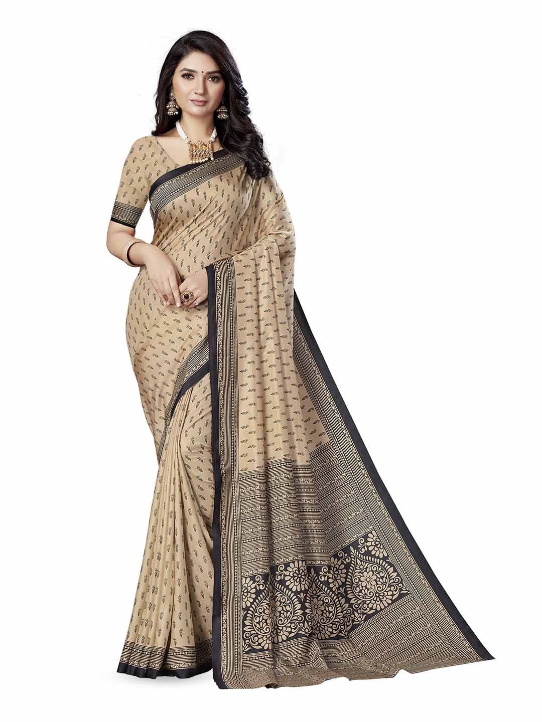 

MIRAAN Ethnic Motifs Saree, Beige