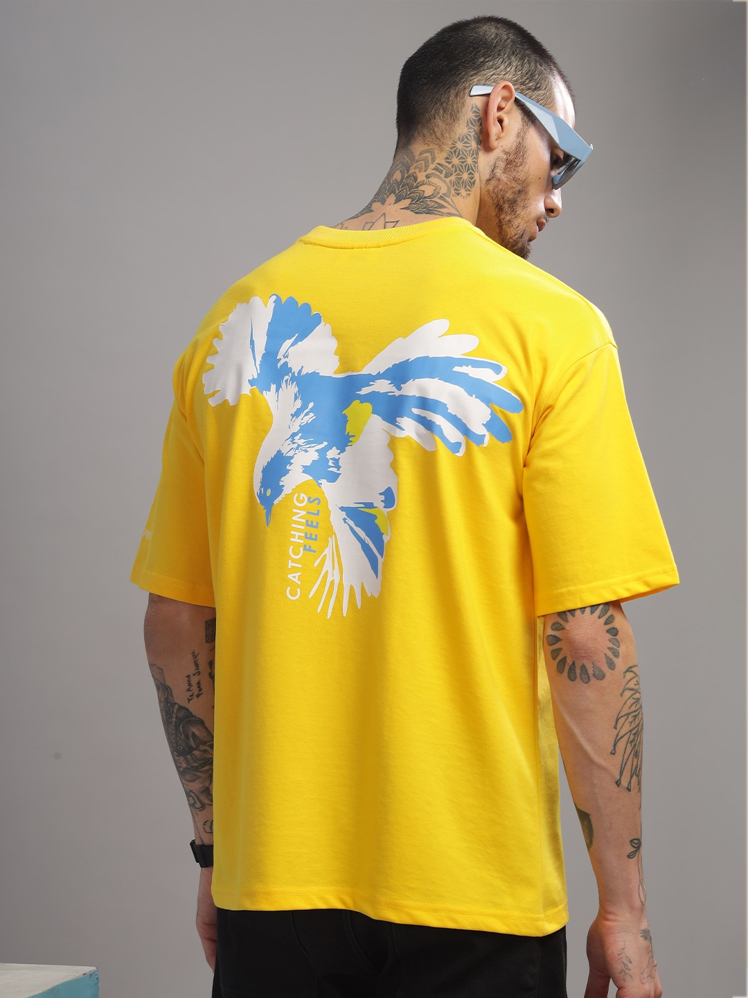 

OG For Real Graphic Printed Drop-Shoulder Sleeves Pure Cotton Oversized T-Shirt, Yellow