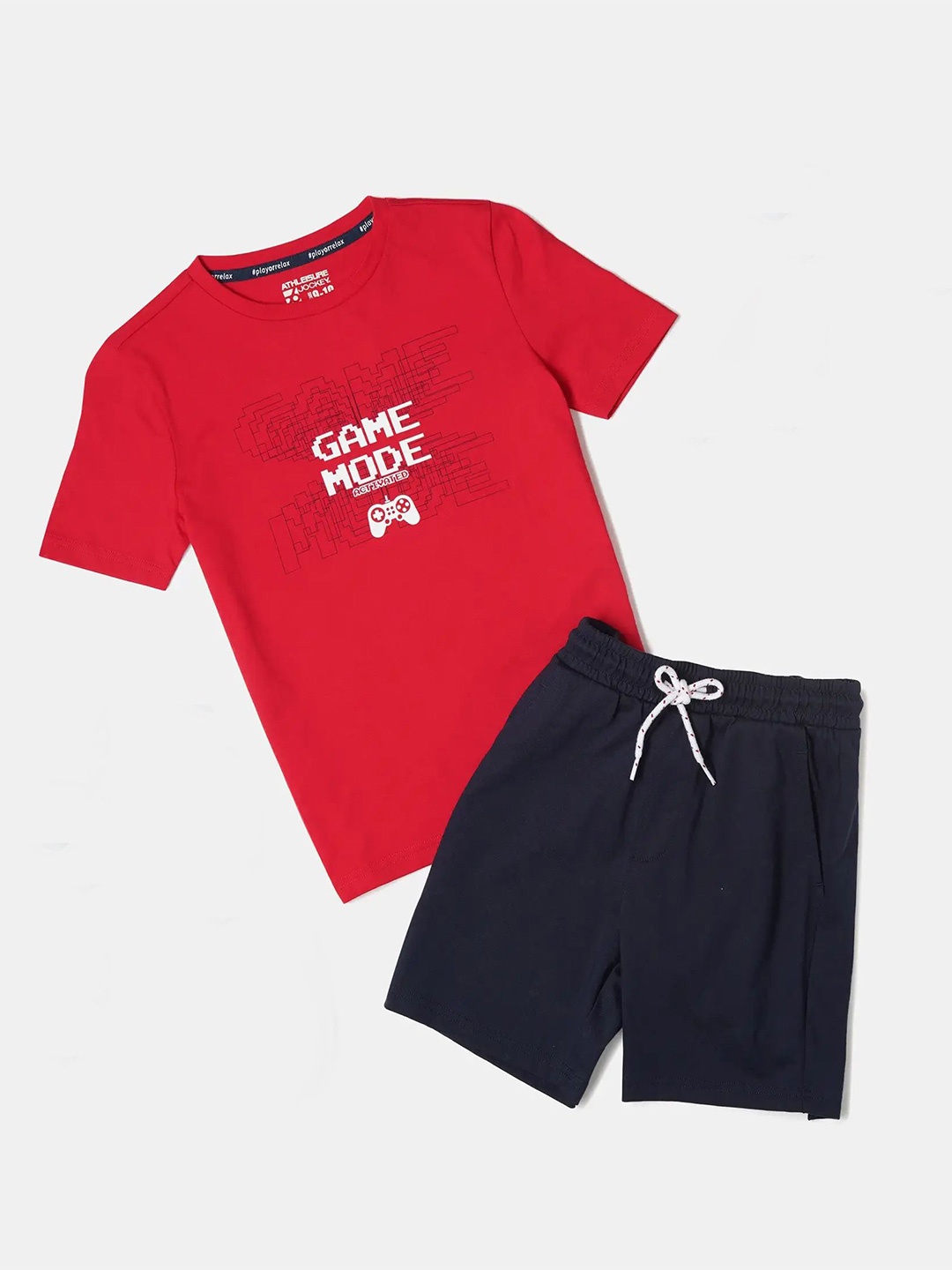 

Jockey Boy Super Combed Cotton Printed Tshirt & Shorts Set-AB52, Assorted