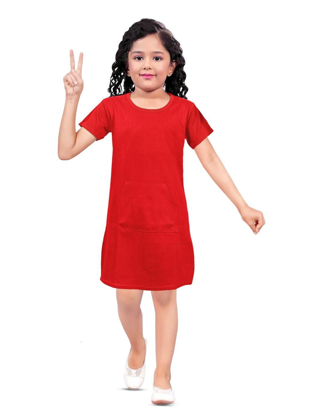 

BAESD Girls Cotton T-shirt Dress, Red