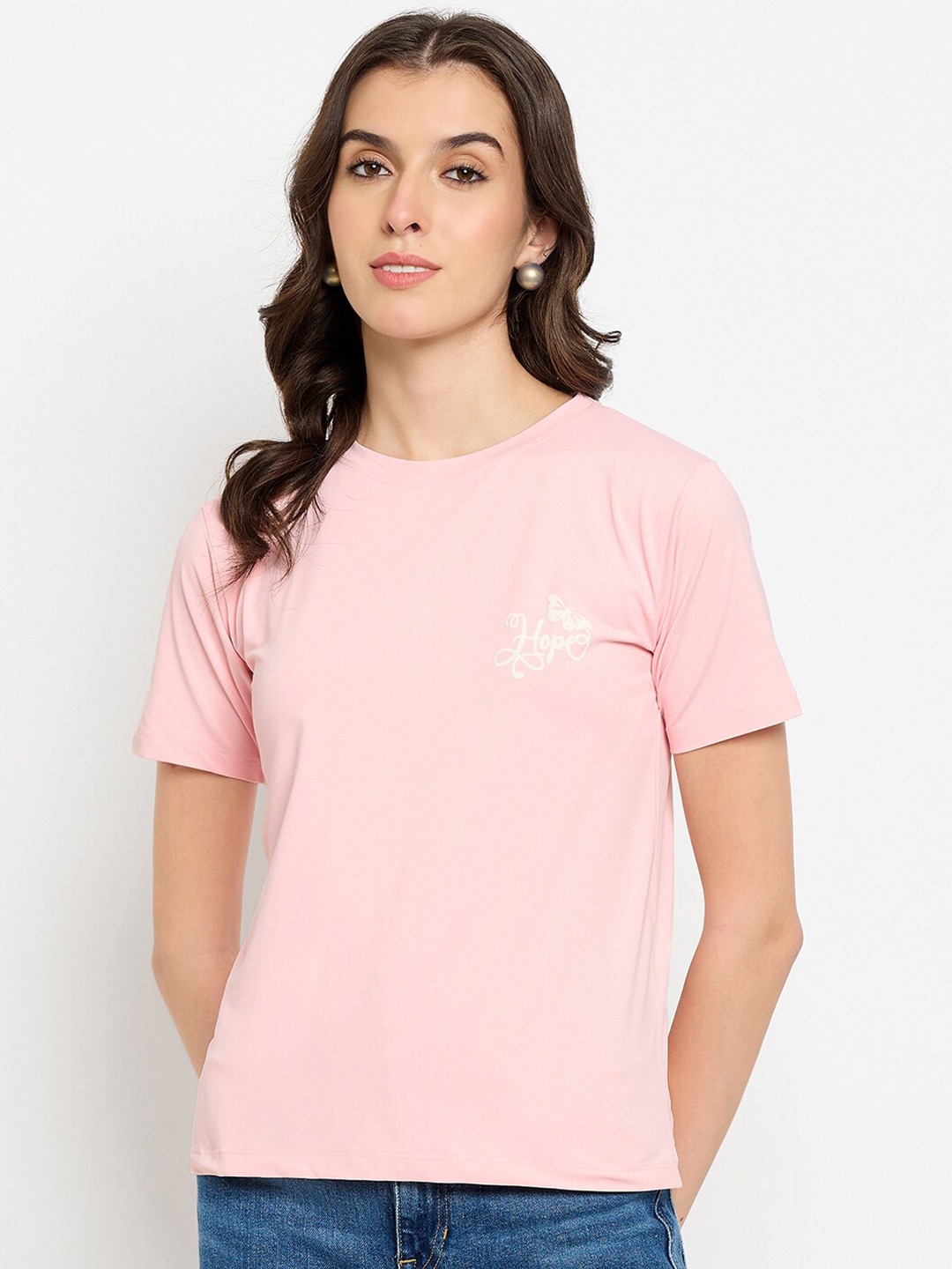 

Camey Round Neck Short Sleeves Viscose Rayon Slim Fit T-shirt, Pink