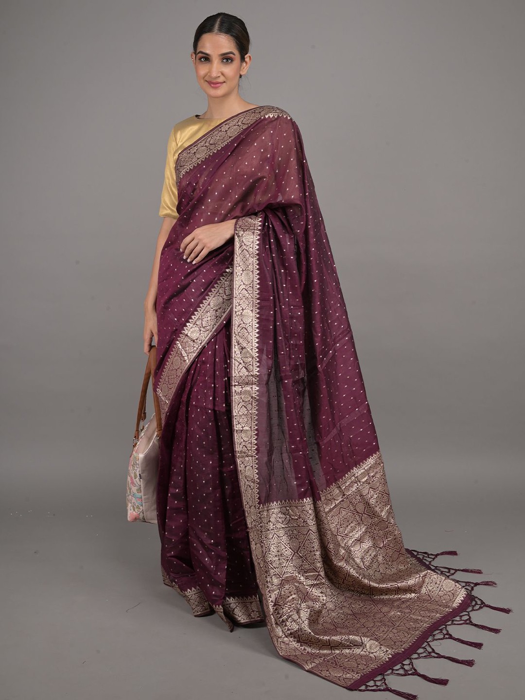 

ODETTE Zari Woven Design Saree, Purple