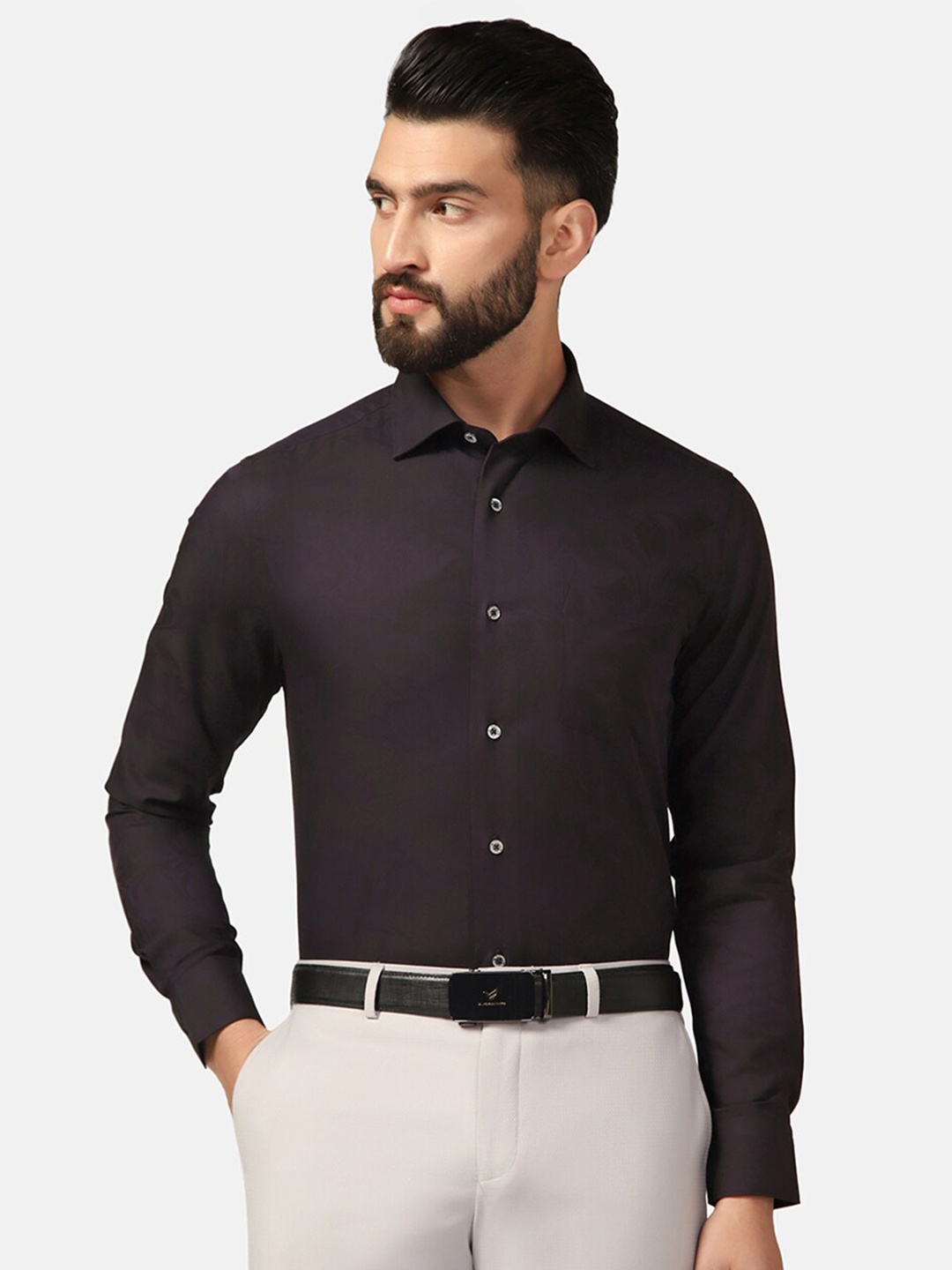 

Blackberrys Men Slim Fit Opaque Printed Formal Shirt, Purple