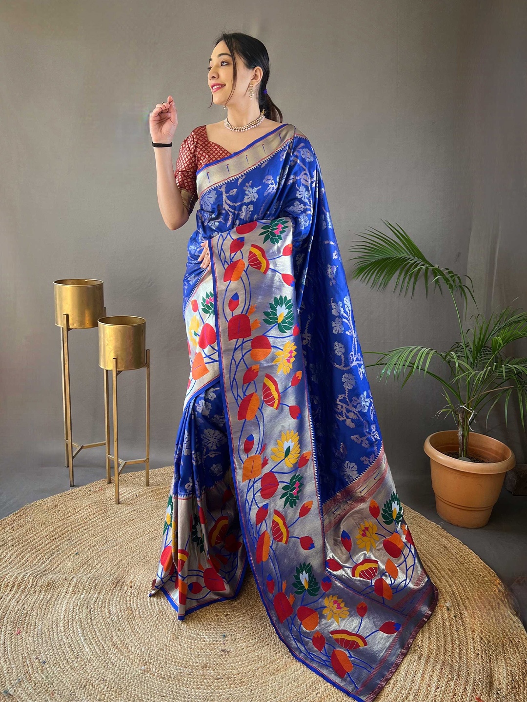 

Panzora Woven Design Zari Paithani Saree, Blue