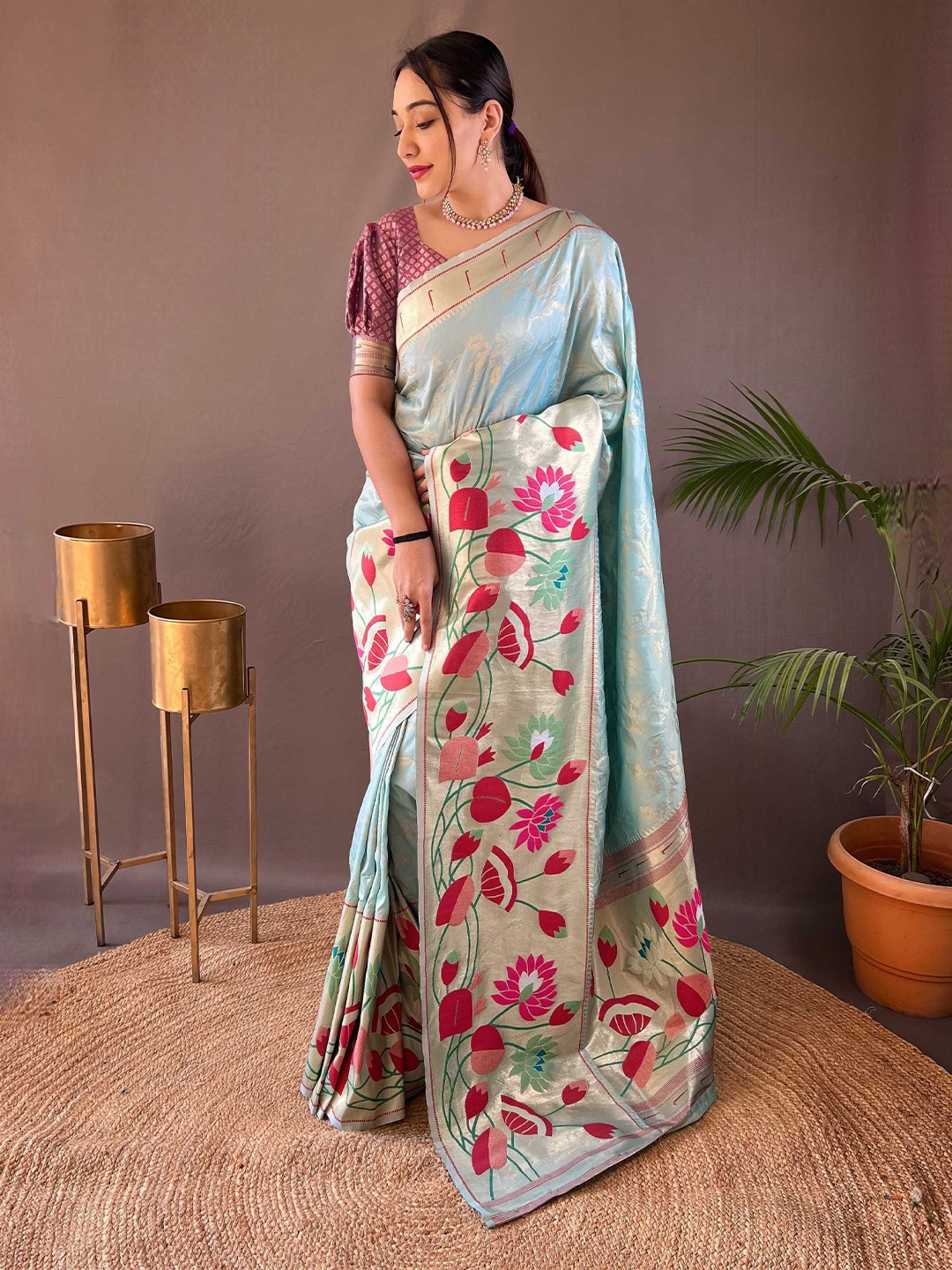 

Panzora Woven Design Zari Paithani Saree, Blue