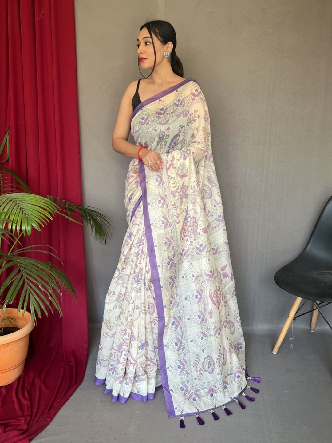 

Panzora Kalamkari Saree, Purple