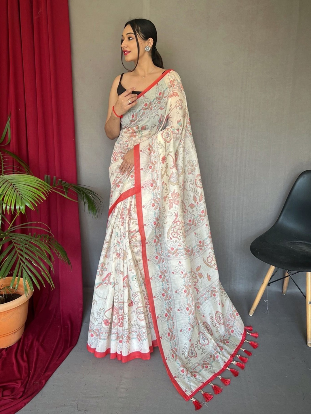 

Panzora Kalamkari Saree, Red