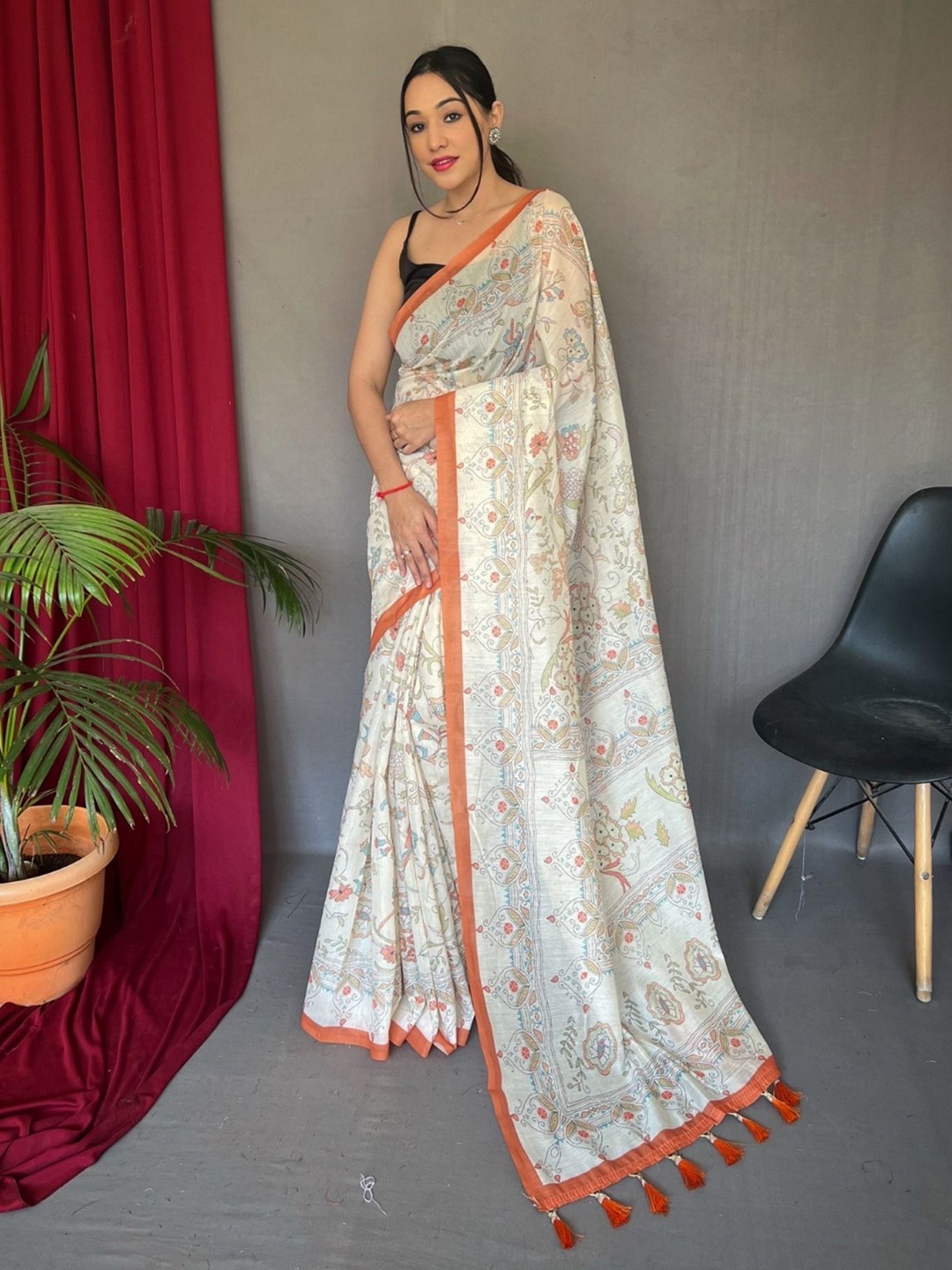 

Panzora Kalamkari Saree, Orange