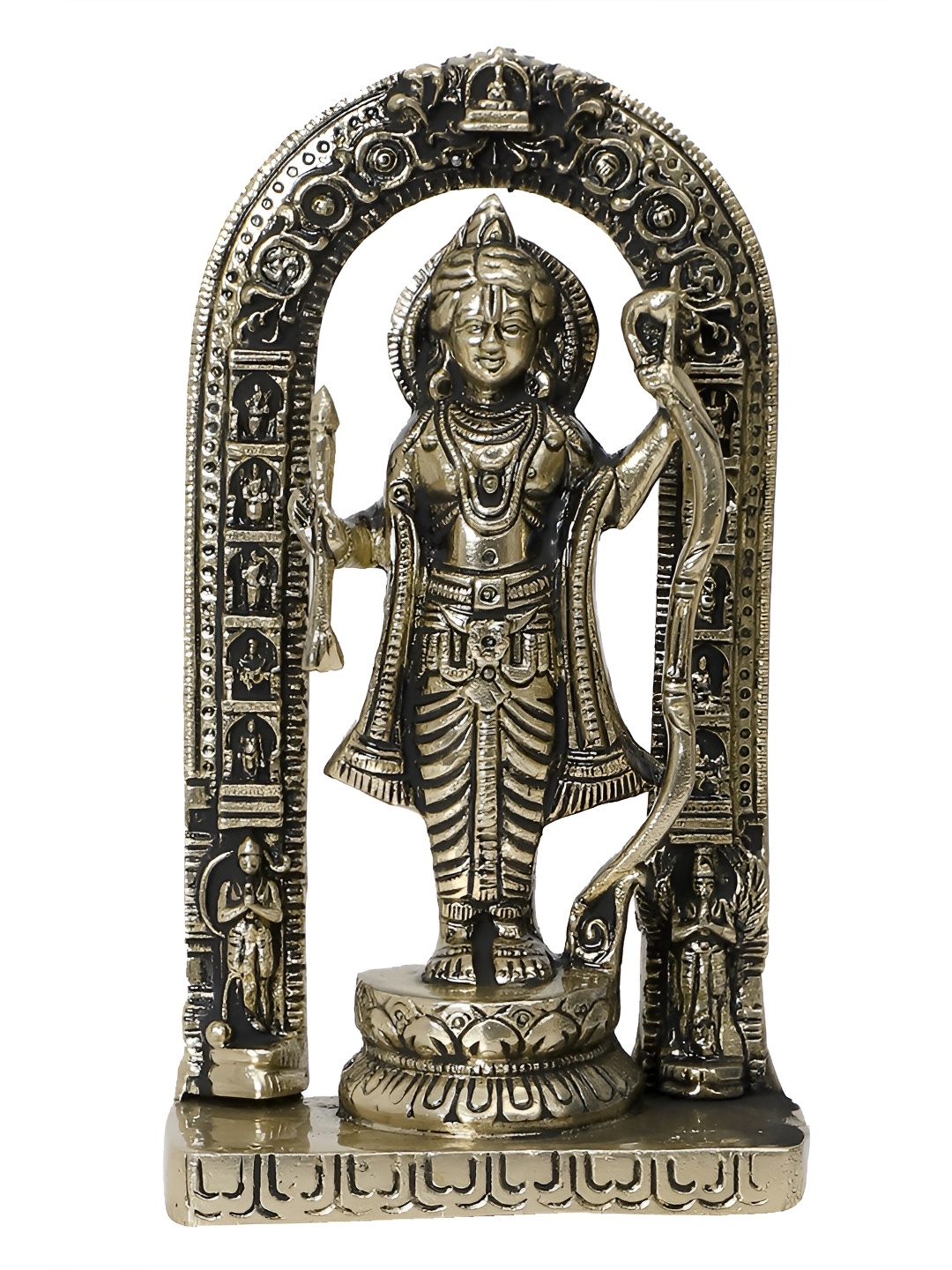 

Two Moustaches Brown Ayodhya Ram Lalla Brass Religious Idol Showpiece