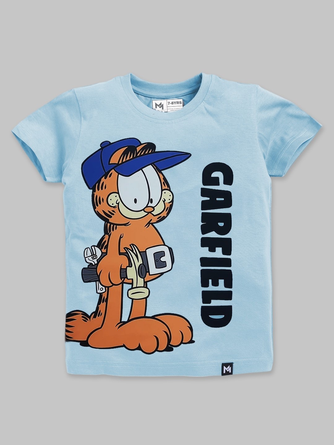 

YK X Minute Mirth Boys Garfield Printed Pure Cotton T-shirt, Blue