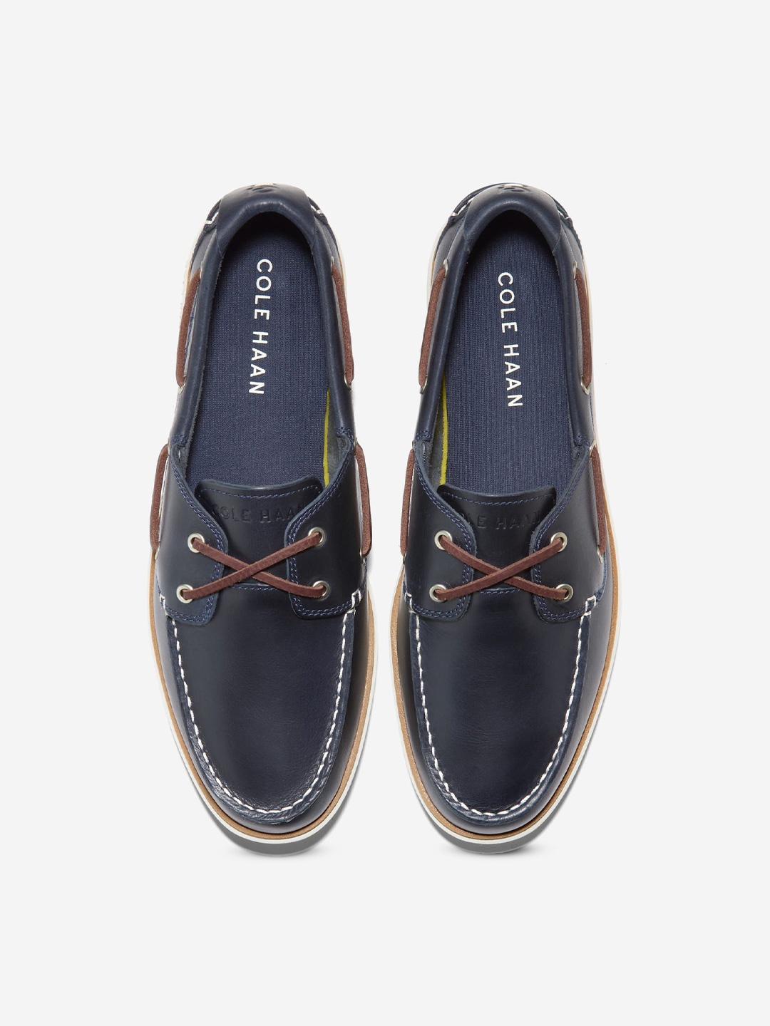 

Cole Haan Men Round Toe Leather Boat Shoes, Navy blue