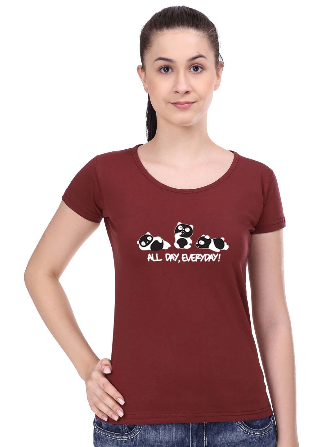 

STATUS MANTRA Typography Printed Round Neck Pure Cotton T-shirt, Maroon