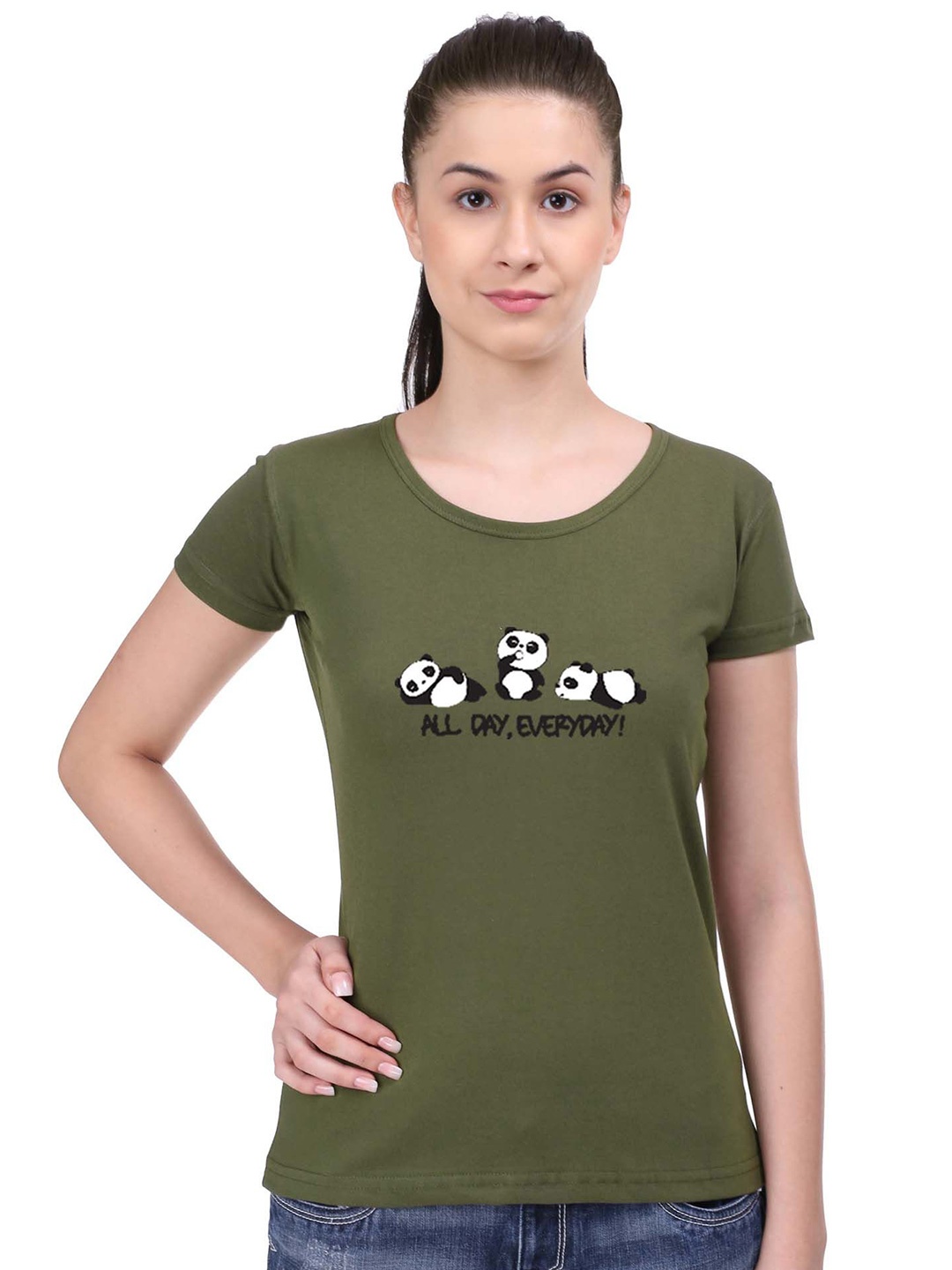 STATUS MANTRA Typography Printed Pure Cotton T-shirt, Olive
