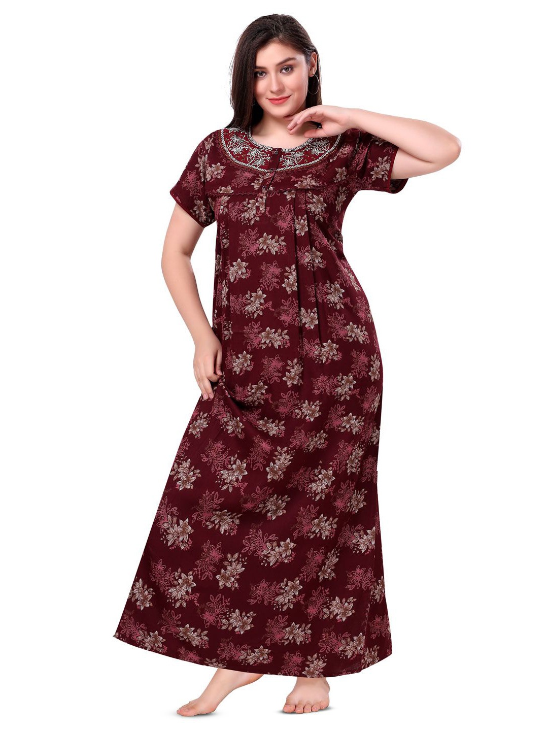 

Soulemo Printed Maxi Nightdress, Maroon