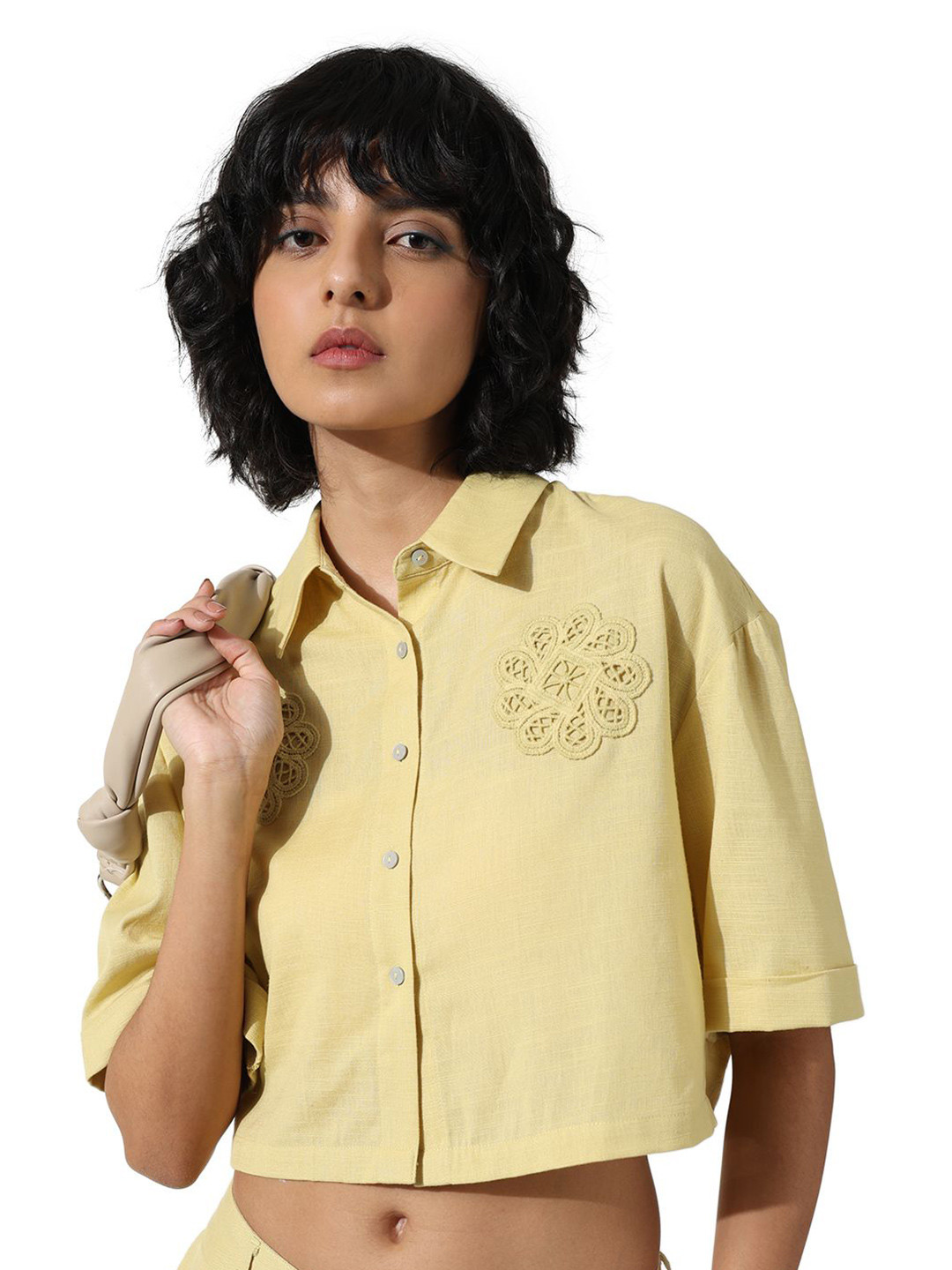 

ONLY ONLCORNEA LS Spread Collar Casual Shirt, Yellow