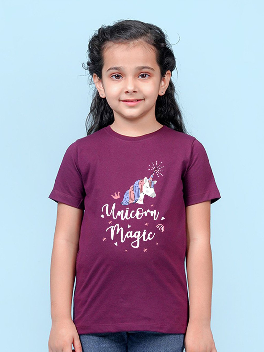 

NUSYL Girls Typography Printed Pockets T-shirt, Maroon