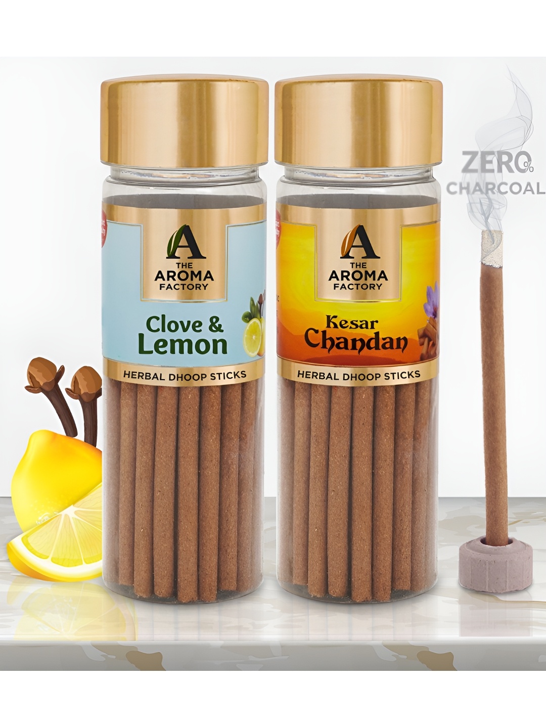 

The Aroma Factory 2-Pcs Brown Clove & Lemon, Kesar Chandan Dhoopbattis