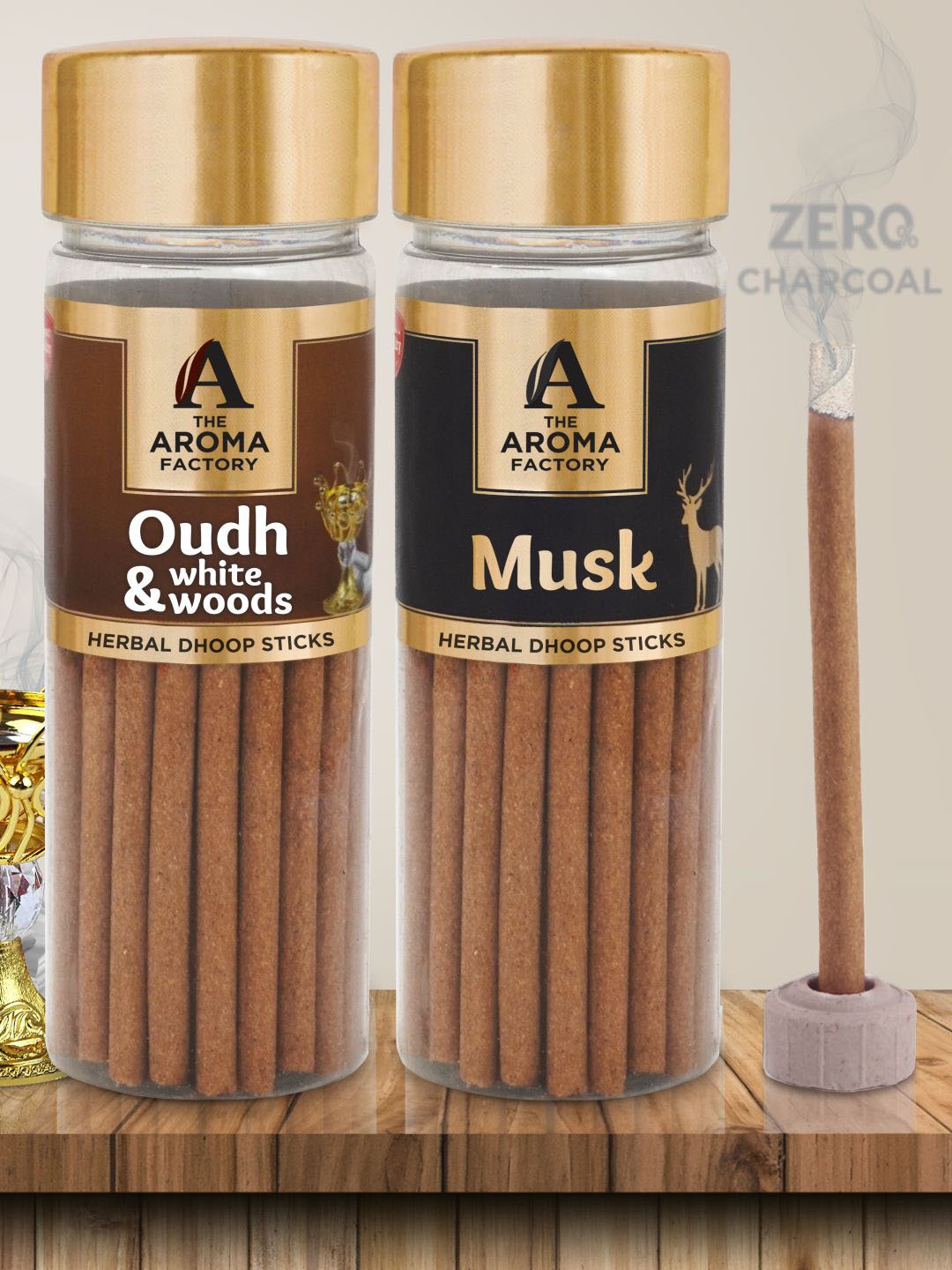 

The Aroma Pack of 2 Wooden dhoopbatti Incense Stick, Brown