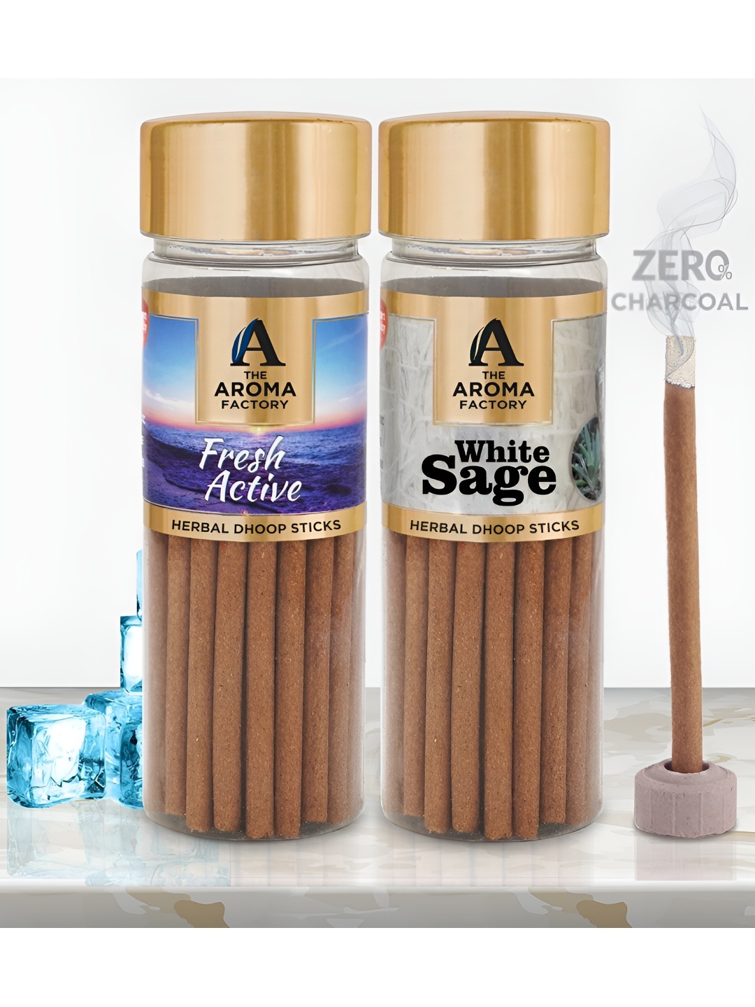 

The Aroma Factory 2-pcs Fresh Active & White Sage Natural Dhoopbatti, Na