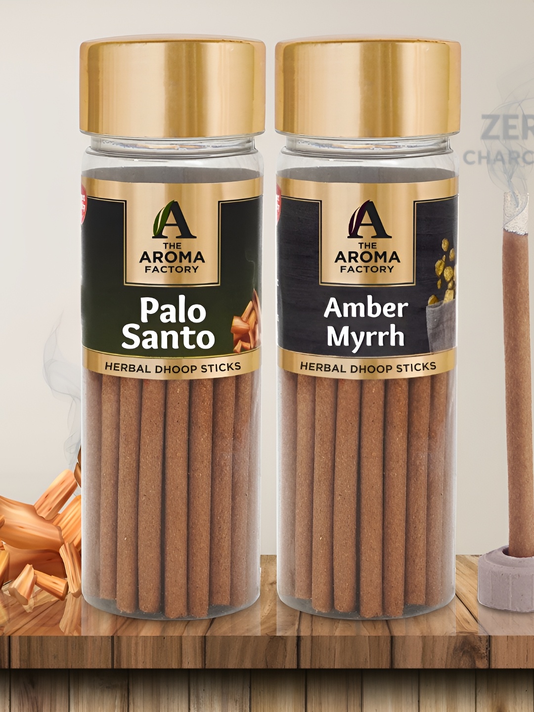 

The Aroma Factory 2-Pcs Brown PaloSanto, Amber & Myrrh Dhoopbattis