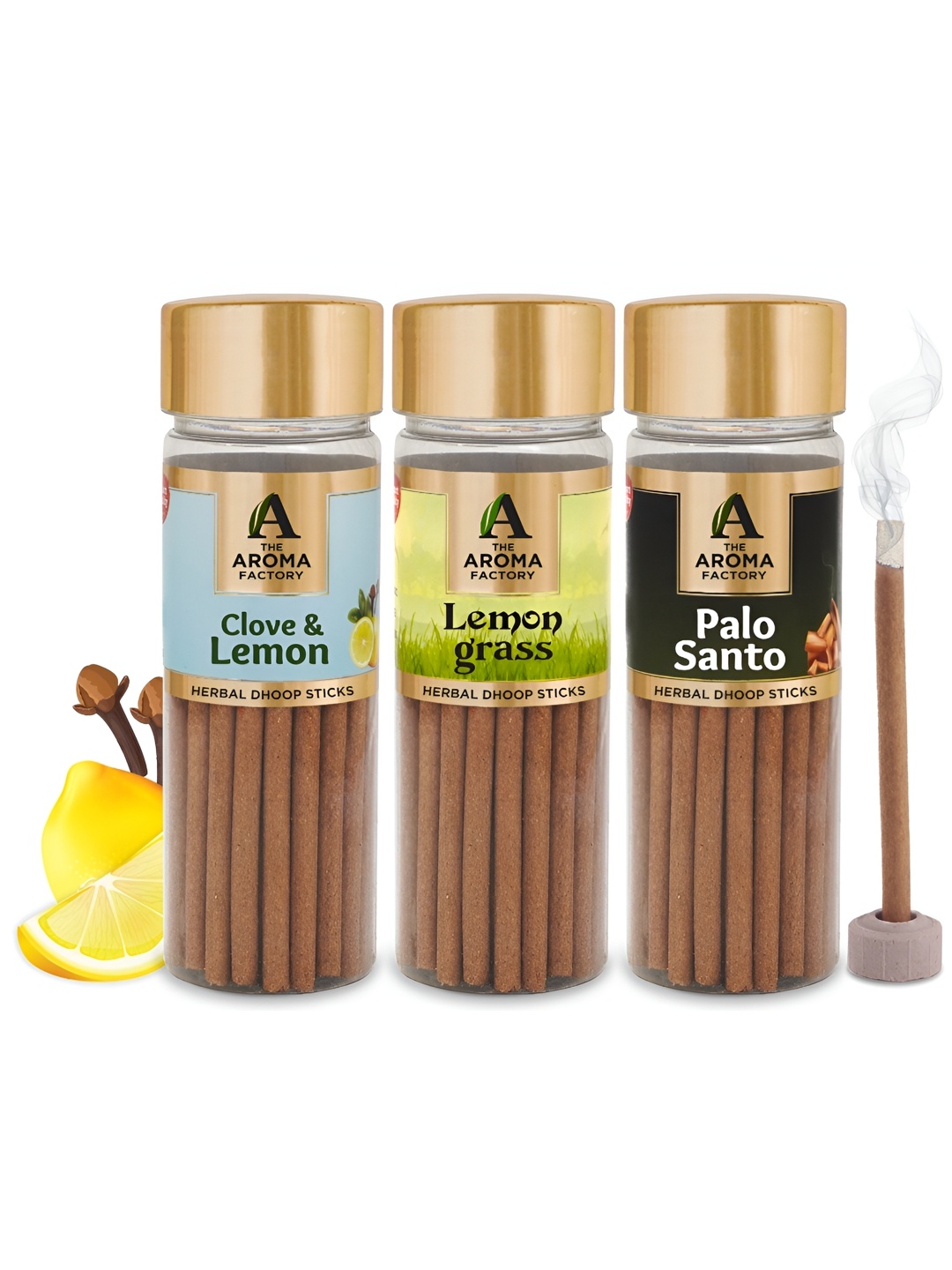 

The Aroma Factory 3-Pcs Brown Clove & Lemon,Lemongrass, PaloSanto Dhoopbattis