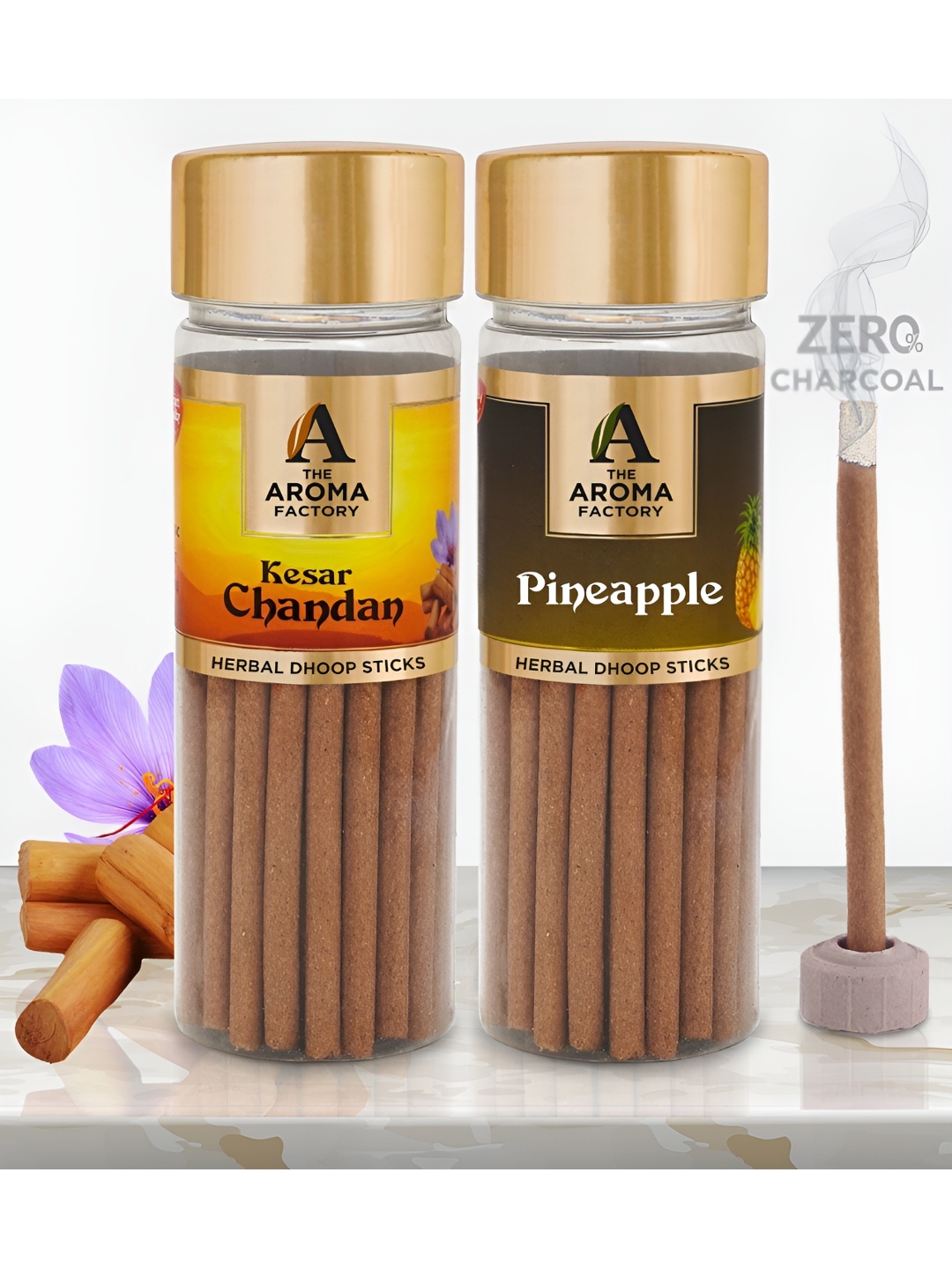

The Aroma Factory 2-pcs Kesar Chandan & Pineapple Natural Dhoopbatti, Brown