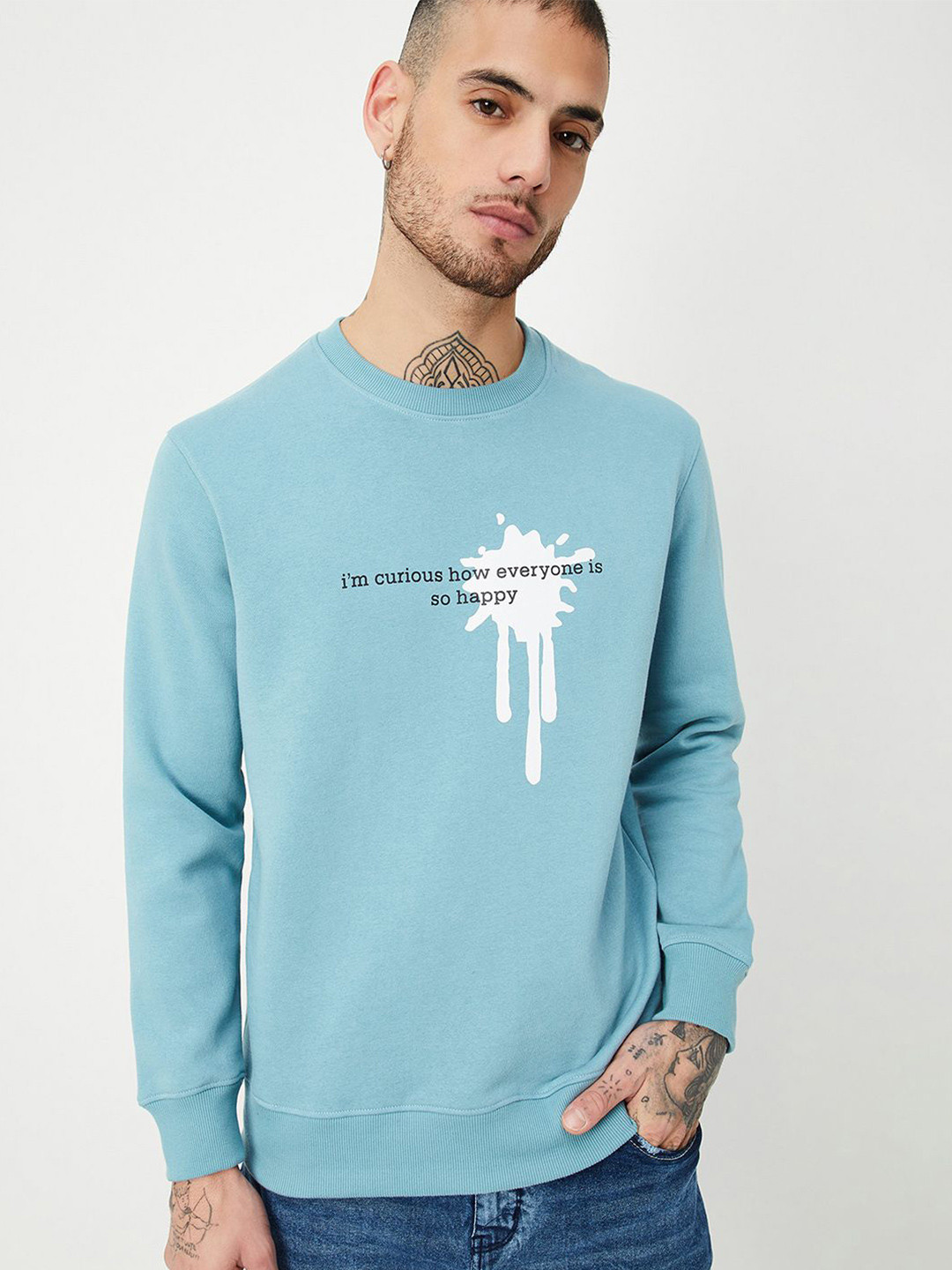 

max Men Printed Sweatshirt, Blue