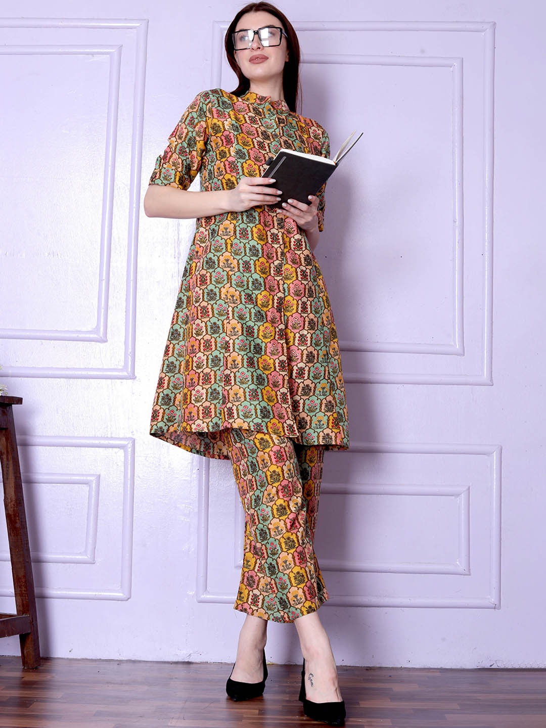 

ISHA TRADE Printed Top With Trousers Co-Ords, Pink