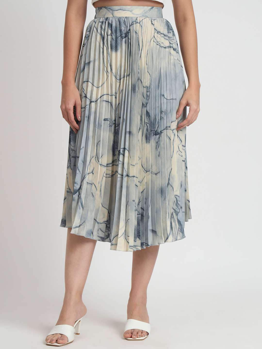 

OTABU Printed A-Line Midi Skirts, Grey