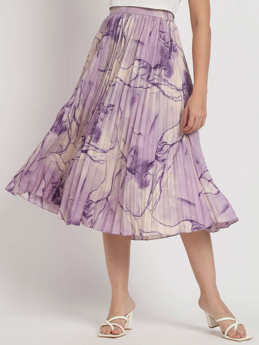 

OTABU Abstract Printed A-line Midi Skirt, Lavender
