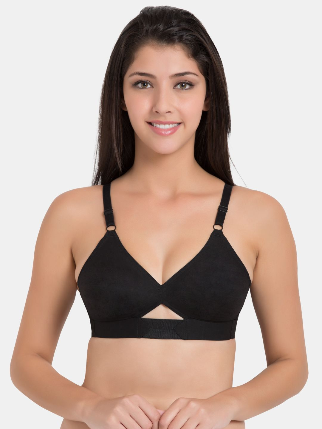 

Souminie Full Coverage Non Padded Non-Wired Cotton T-shirt Bra- All Day Comfort, Black
