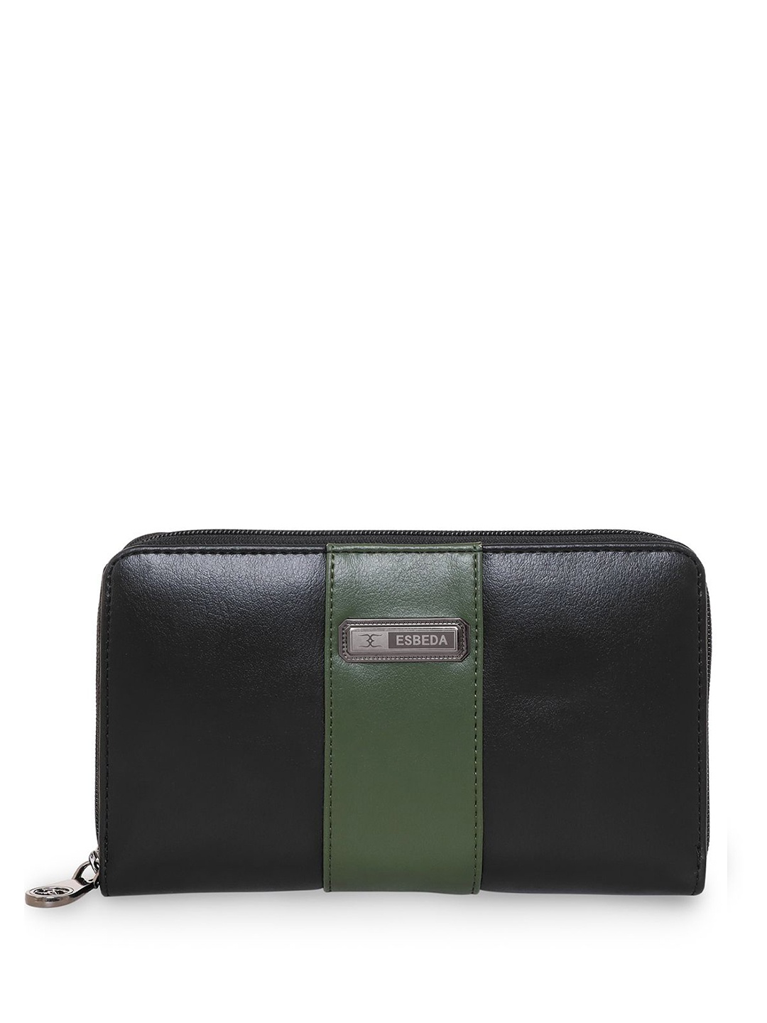 

ESBEDA Women Colourblocked Zip Around Wallet, Black