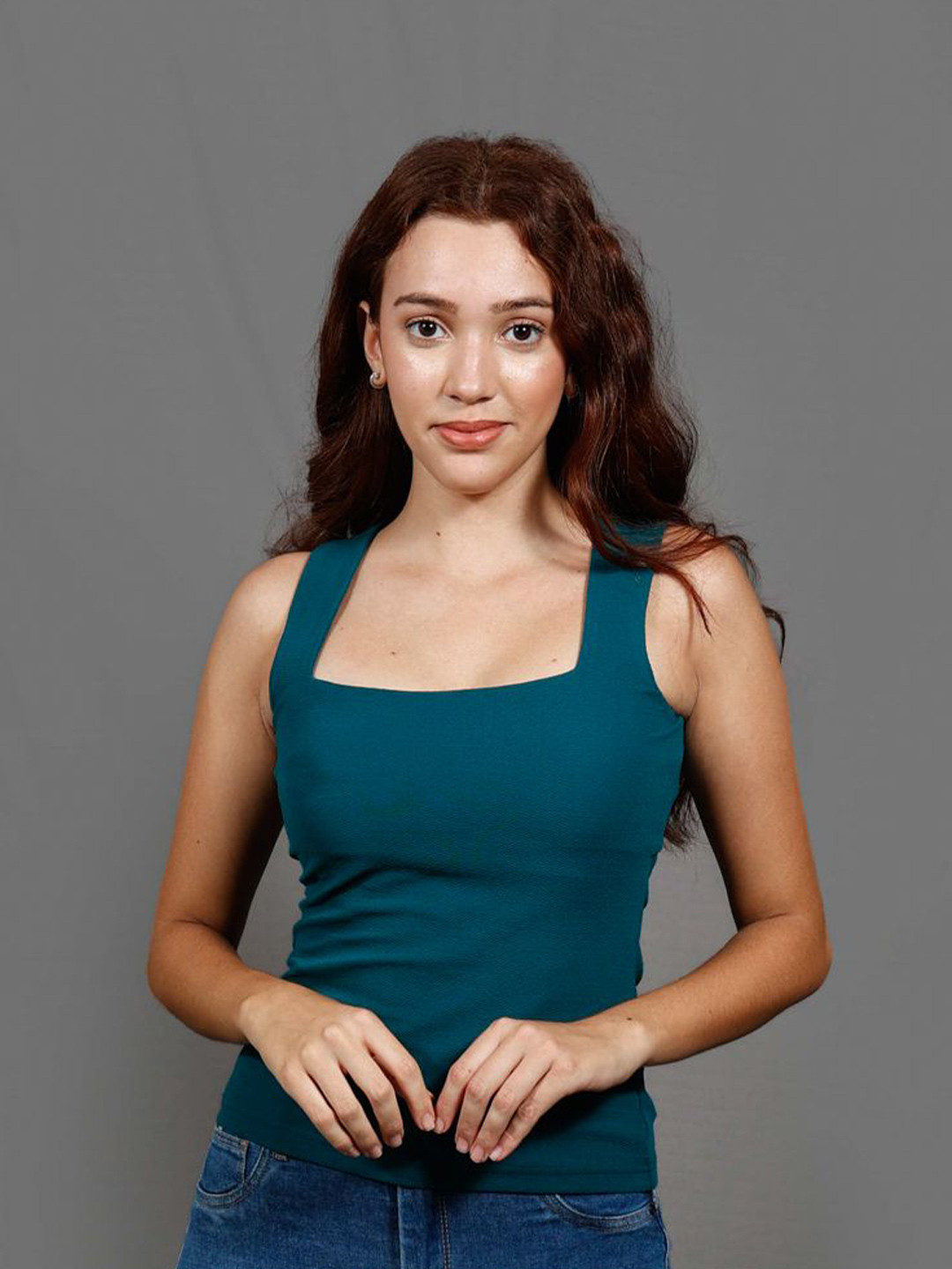 

The Roadster Lifestyle Co. Square Neck Sleeveless Top, Green