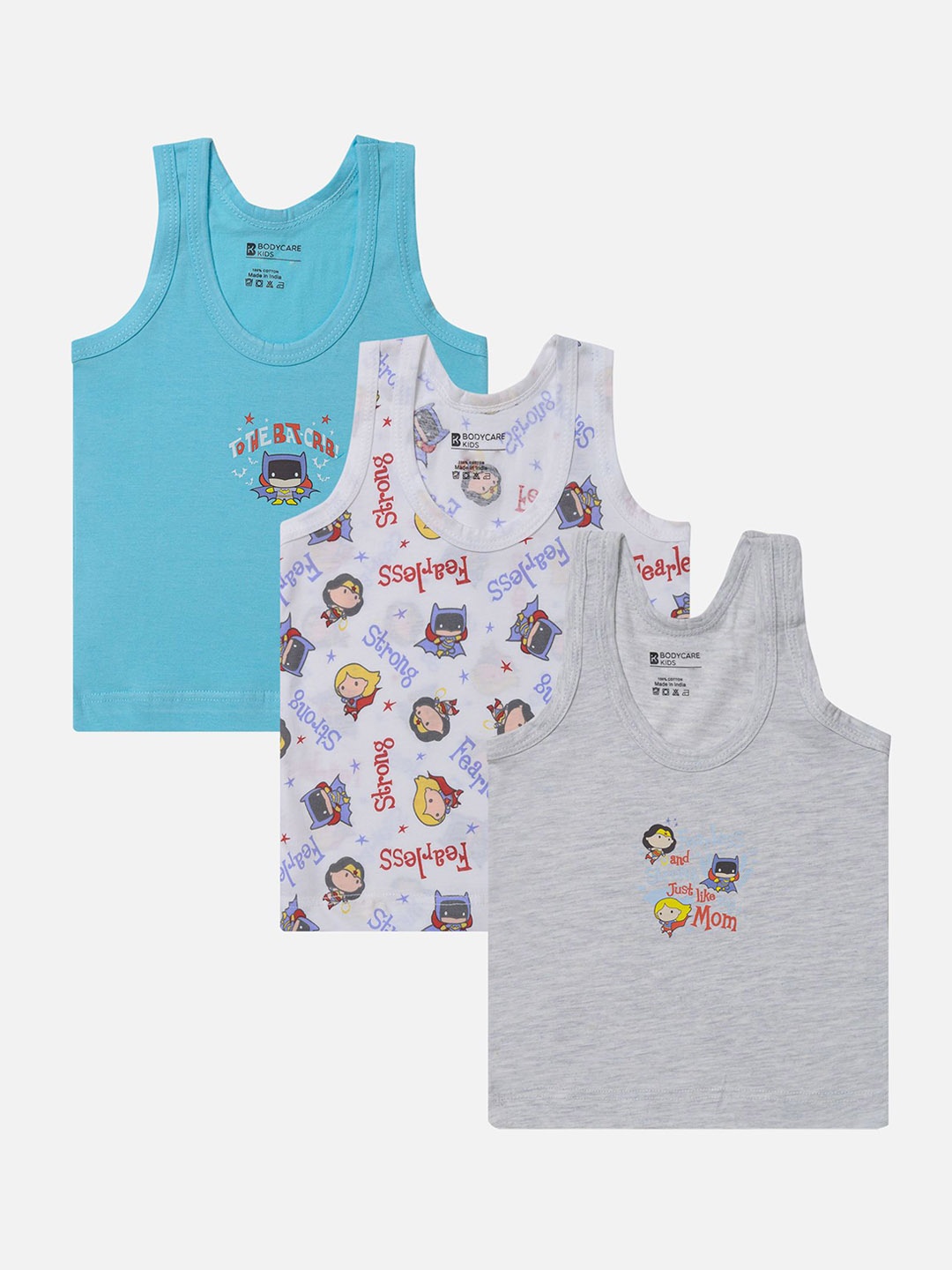 

Bodycare Kids Kids Pack Of 3 Printed Cotton Assorted Basic Vests IIBW1193-PK004