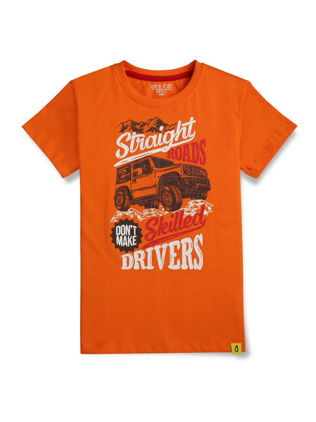 

Gini and Jony Boys Graphic Printed Round Neck Cotton T-shirt, Orange