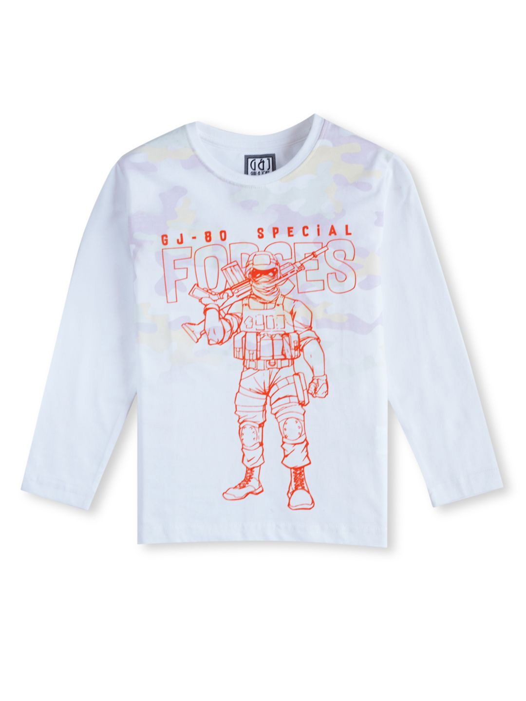 

Gini and Jony Boys Graphic Printed Long Sleeves Cotton T-shirt, White