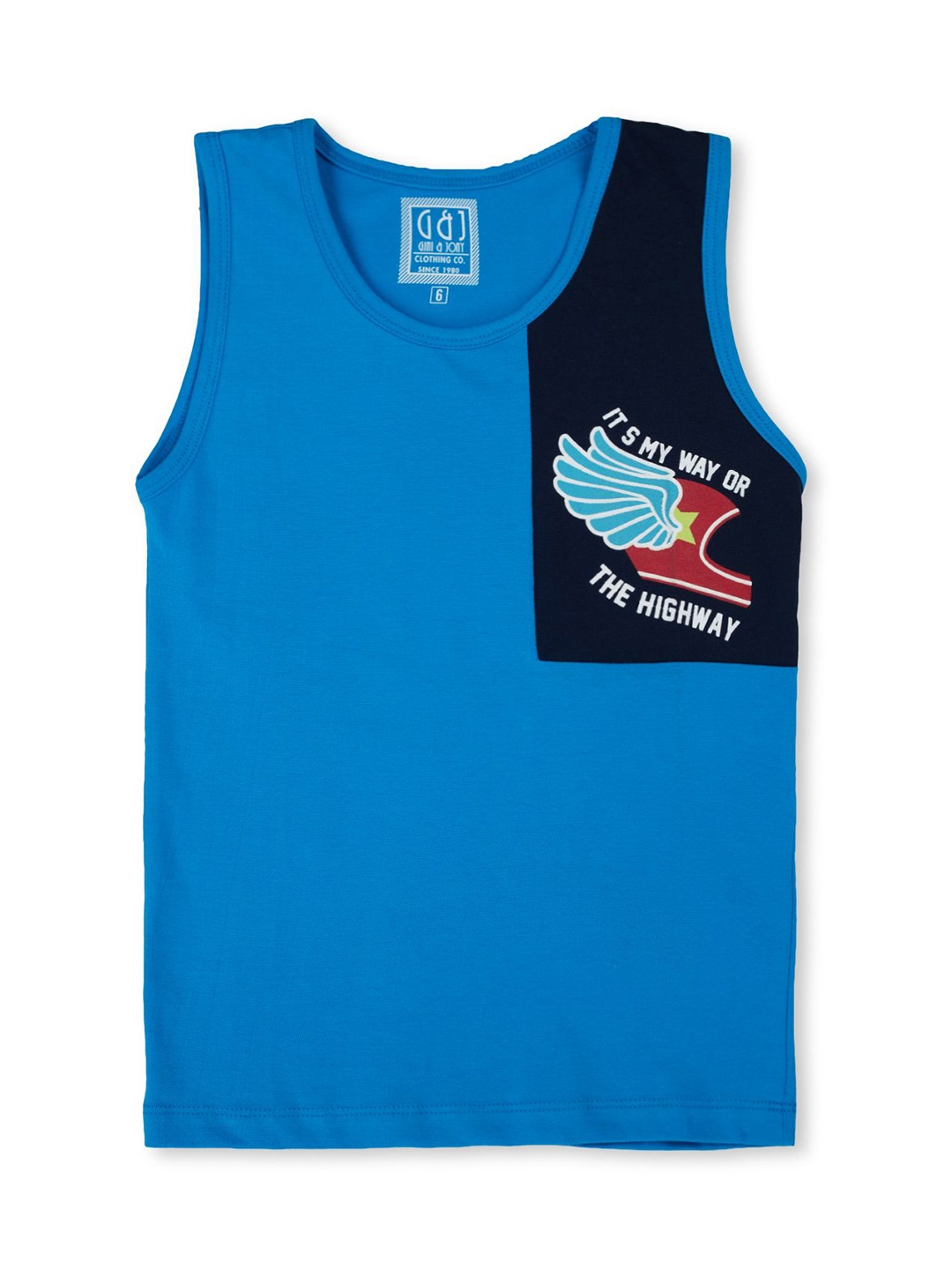 

Gini and Jony Boys Typography Printed Sleeveless Cotton T-shirt, Blue