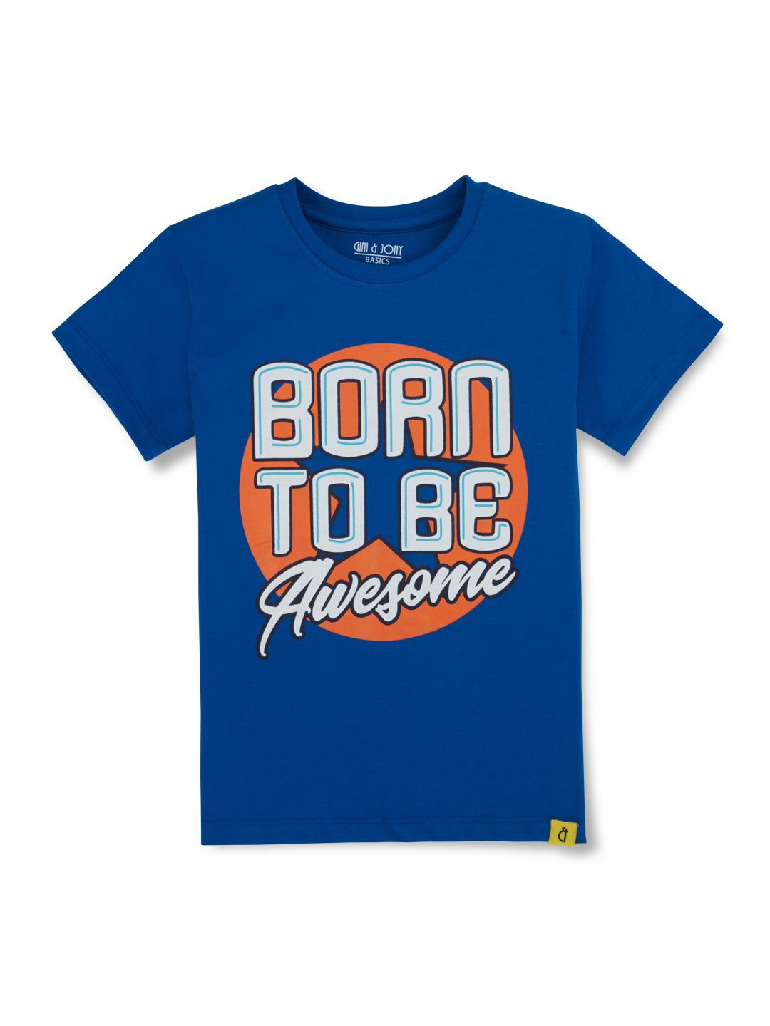 Gini and Jony Boys Graphic Printed Round Neck Cotton T-shirt, Blue