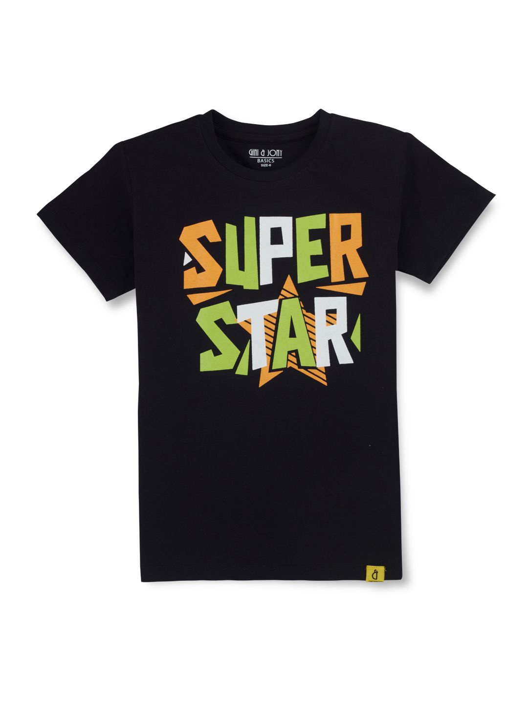 

Gini and Jony Pack Of 2 Boys Typography Printed Cotton T-shirts, Black